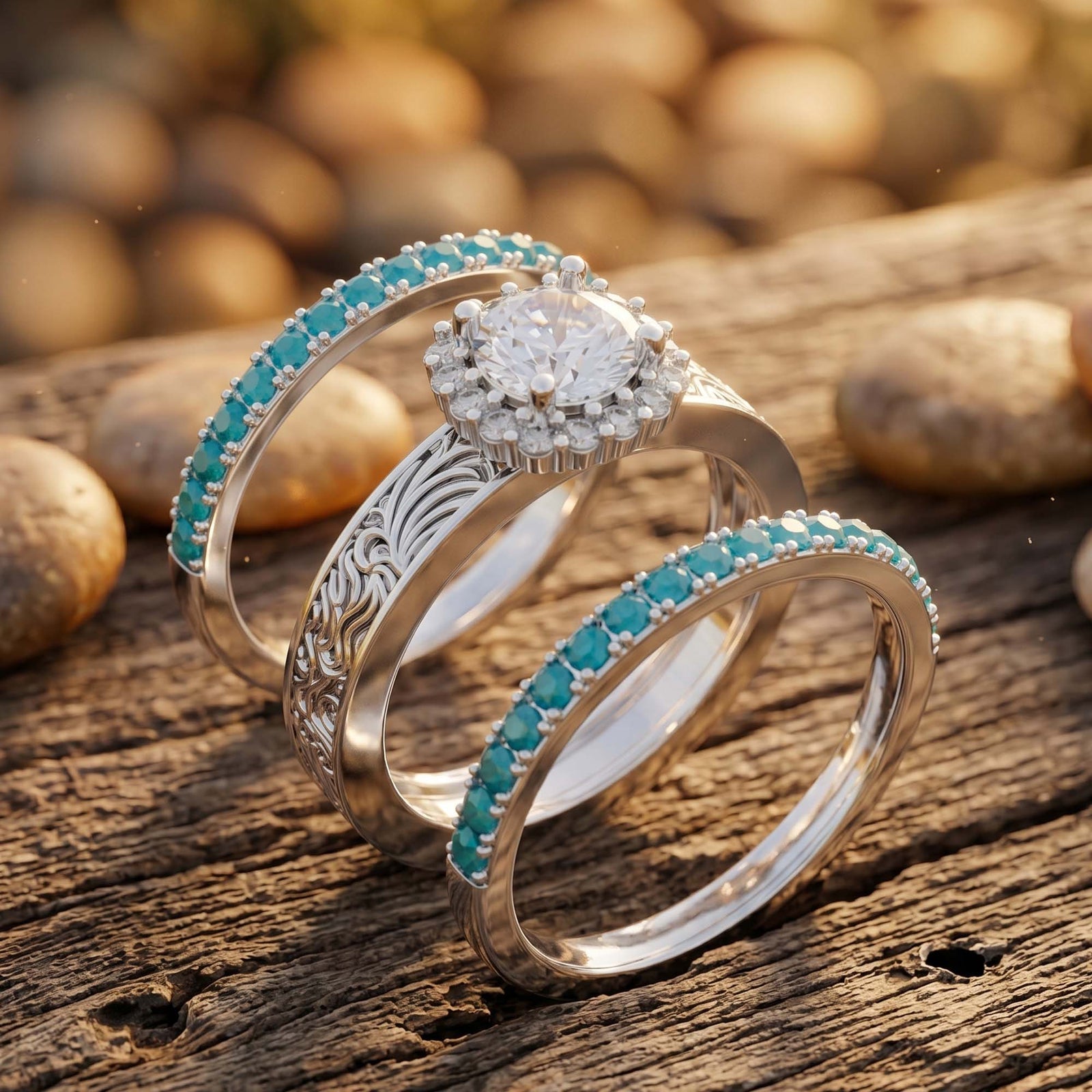 Desert Starpath Ring Set - Turquoise