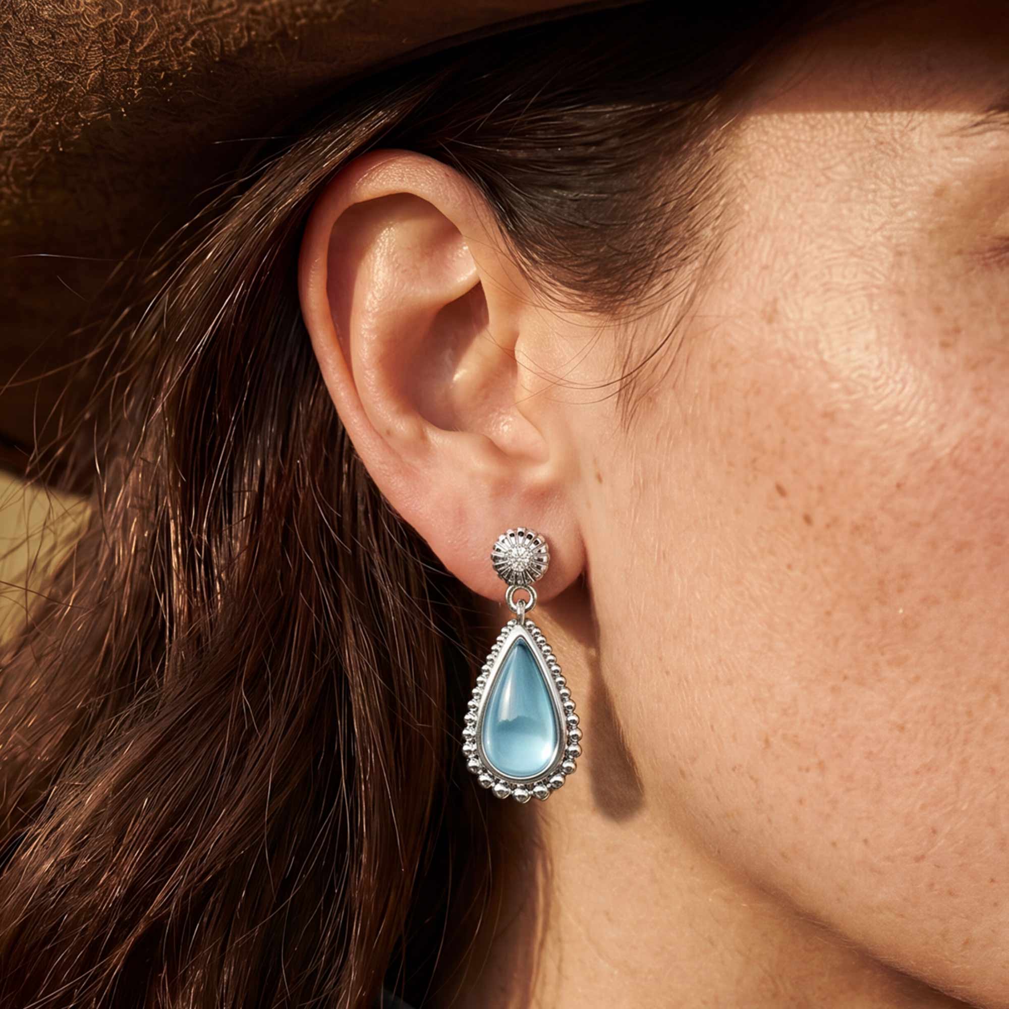 Desert Teardrop Earrings - Aquamarine