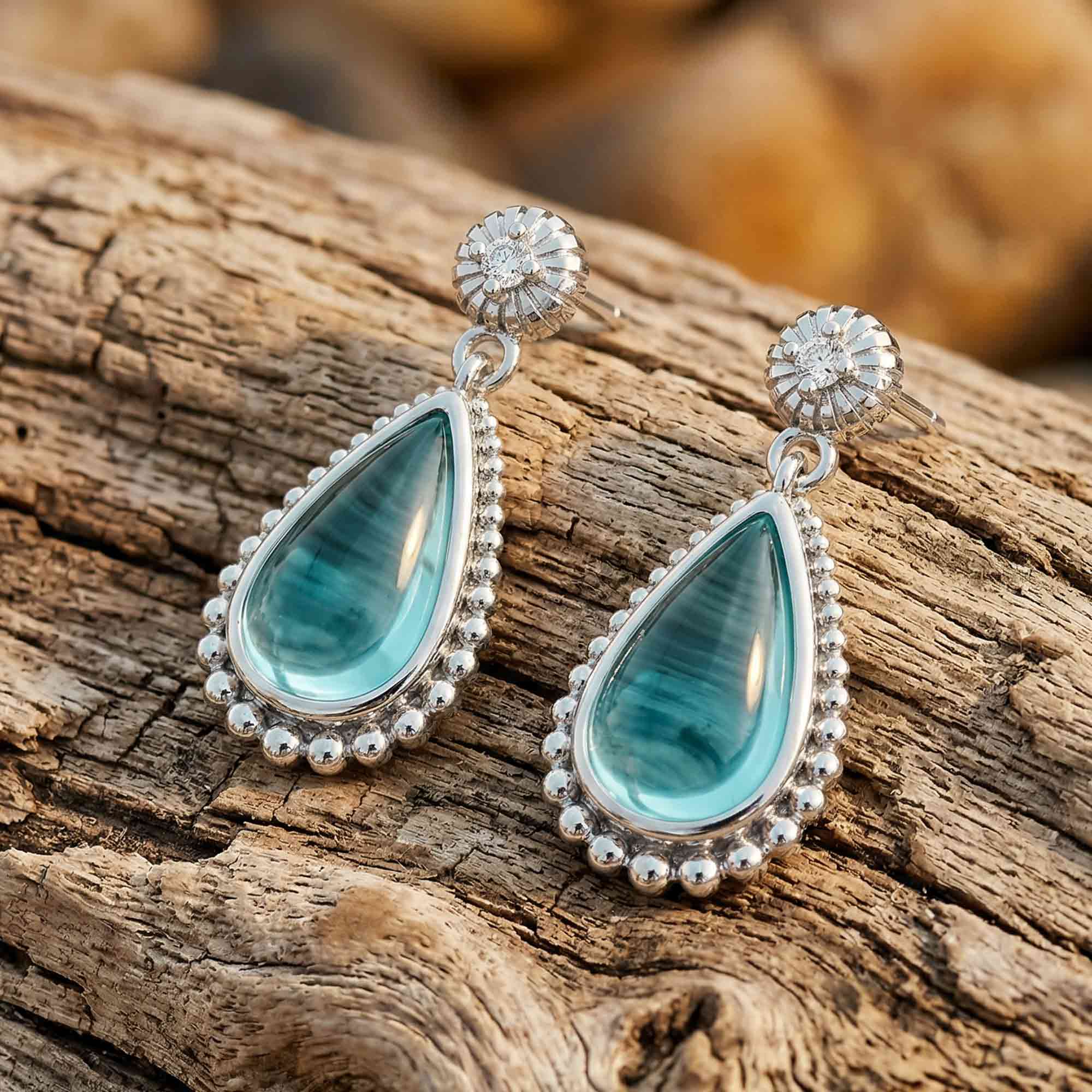 Desert Teardrop Earrings - Aquamarine