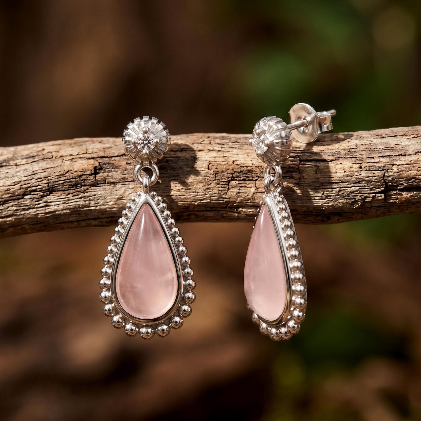 Desert Teardrop Earrings - Rose Quartz