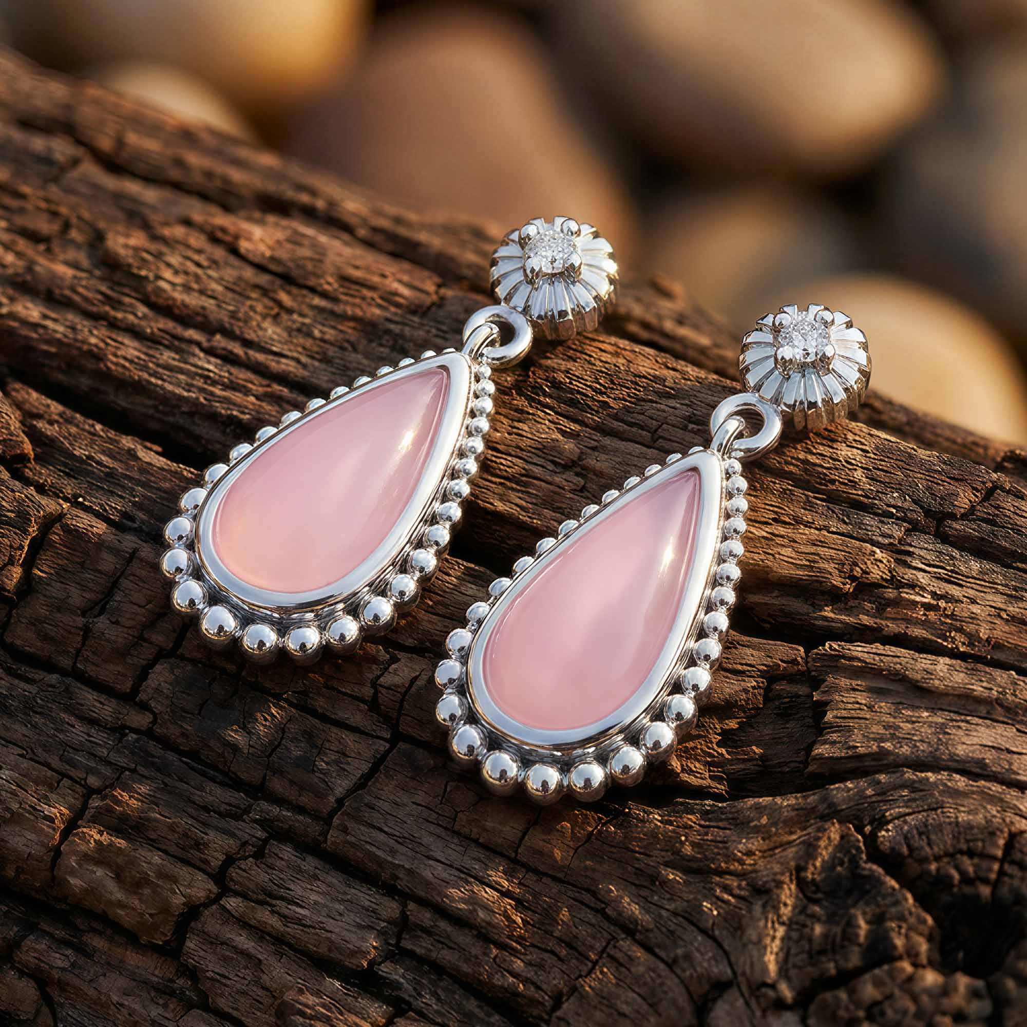 Desert Teardrop Earrings - Rose Quartz