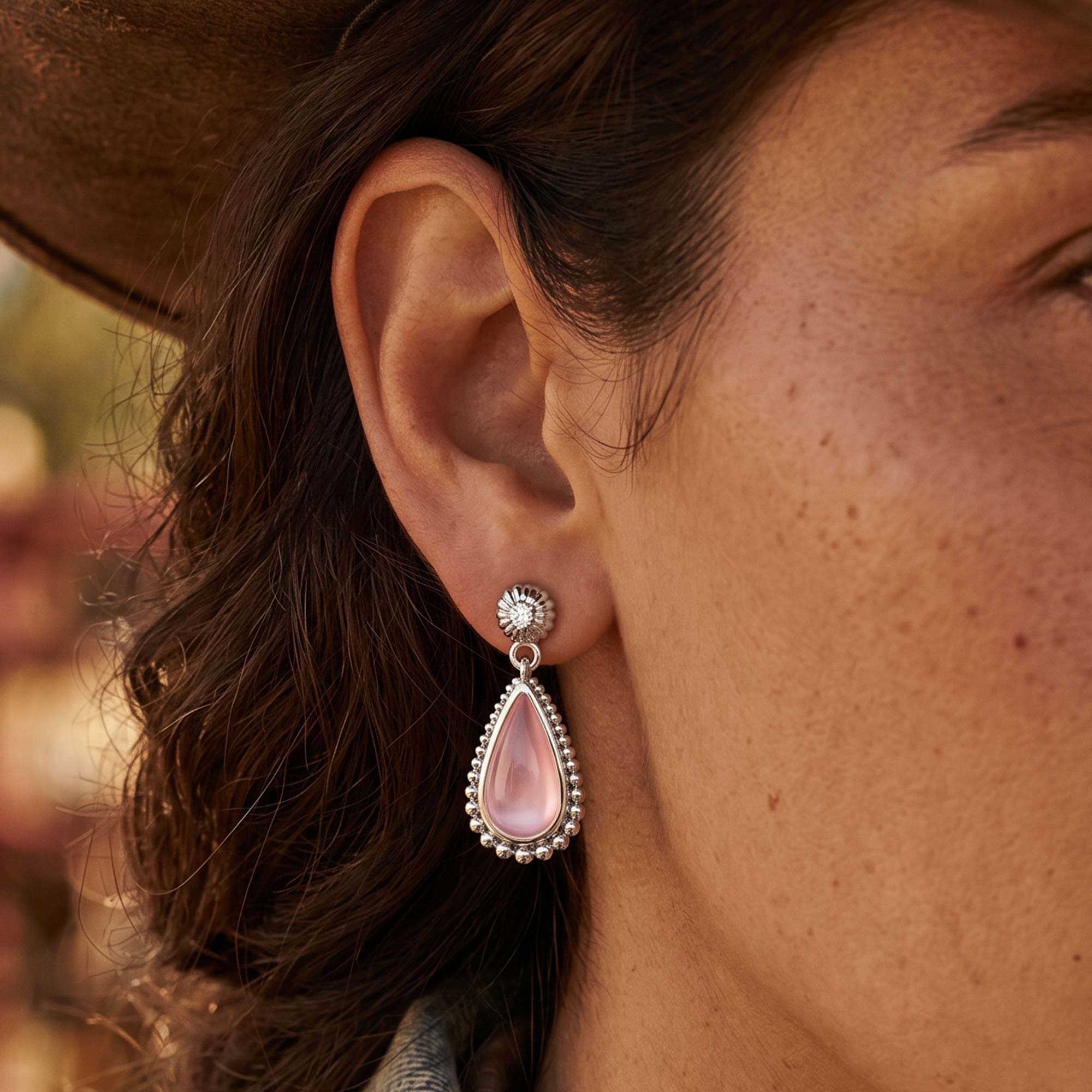 Desert Teardrop Earrings - Rose Quartz