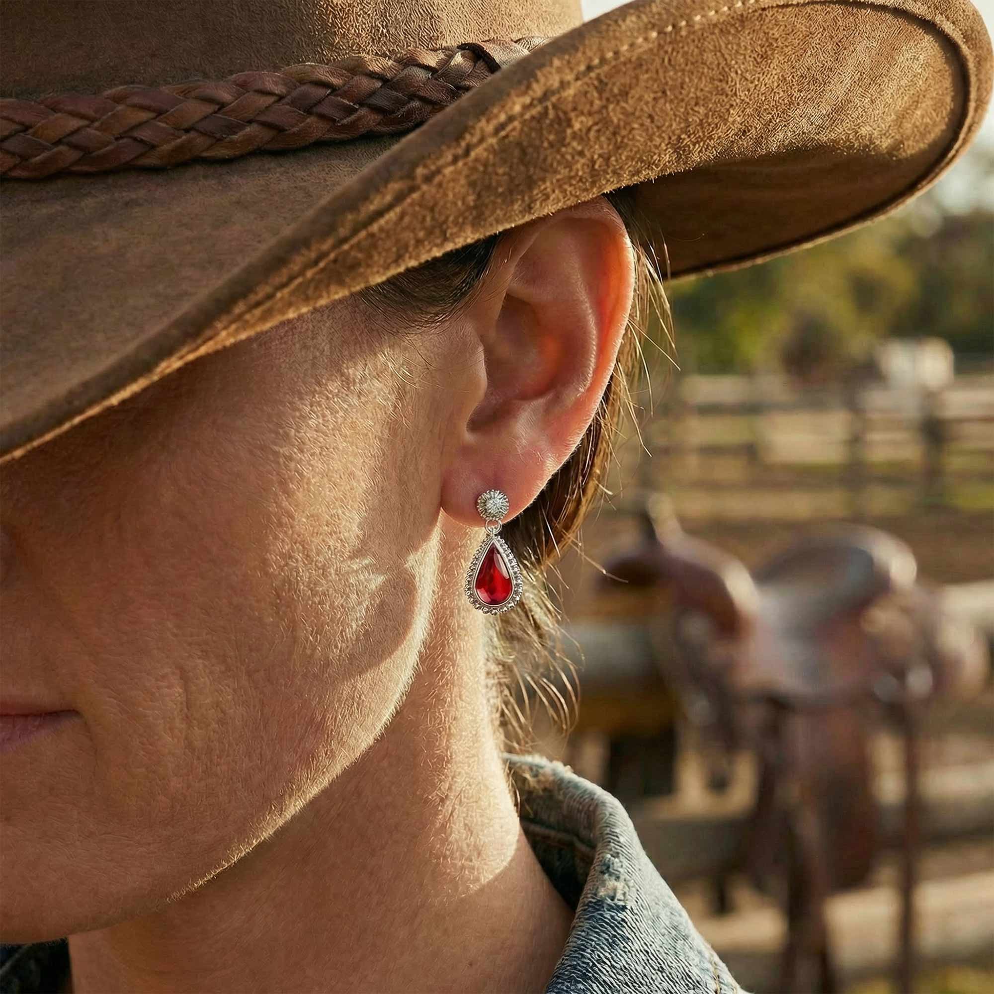 Desert Teardrop Earrings - Ruby