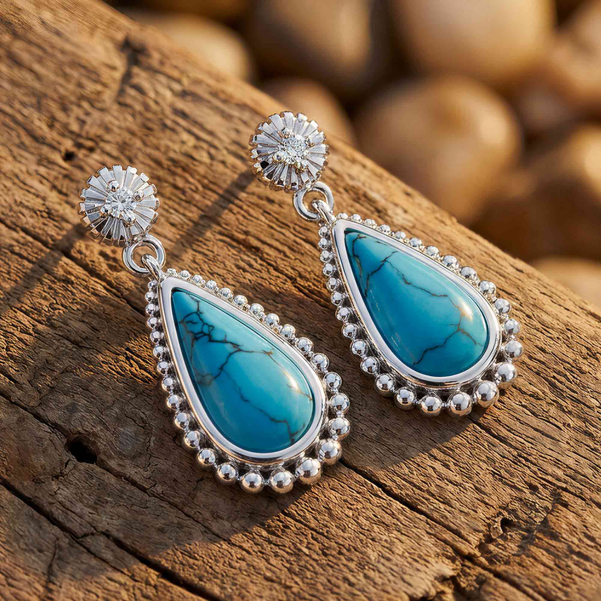 Desert Teardrop Earrings - Turquoise