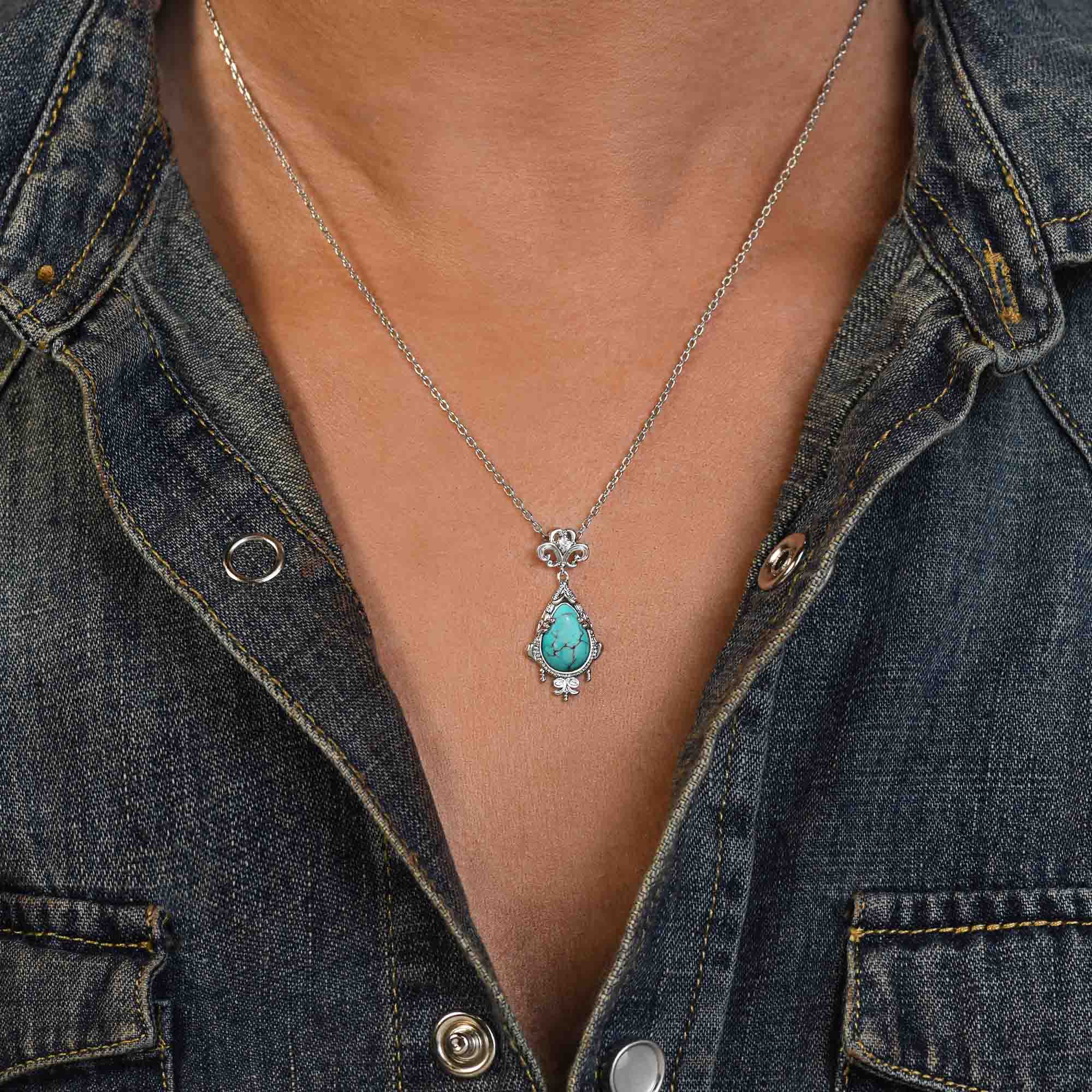 Desert Teardrop Necklace - Turquoise