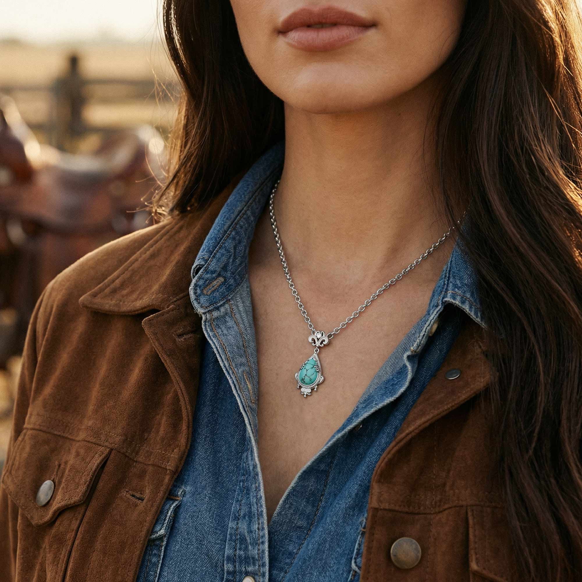 Desert Teardrop Necklace - Turquoise