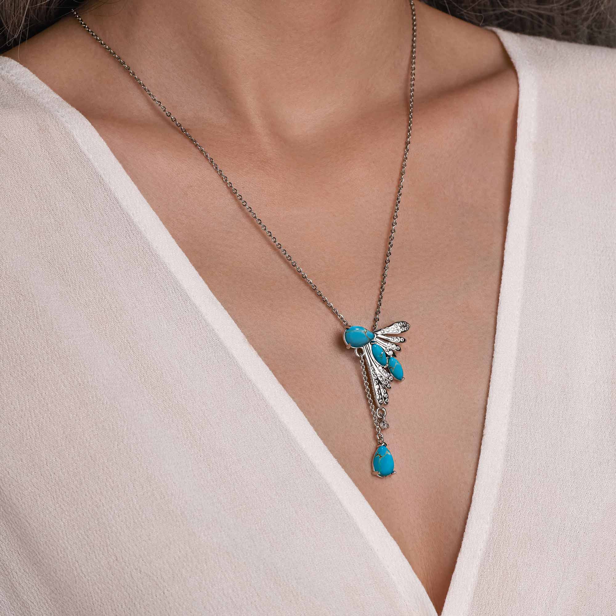 Elegant Dragonfly Necklace - Turquoise