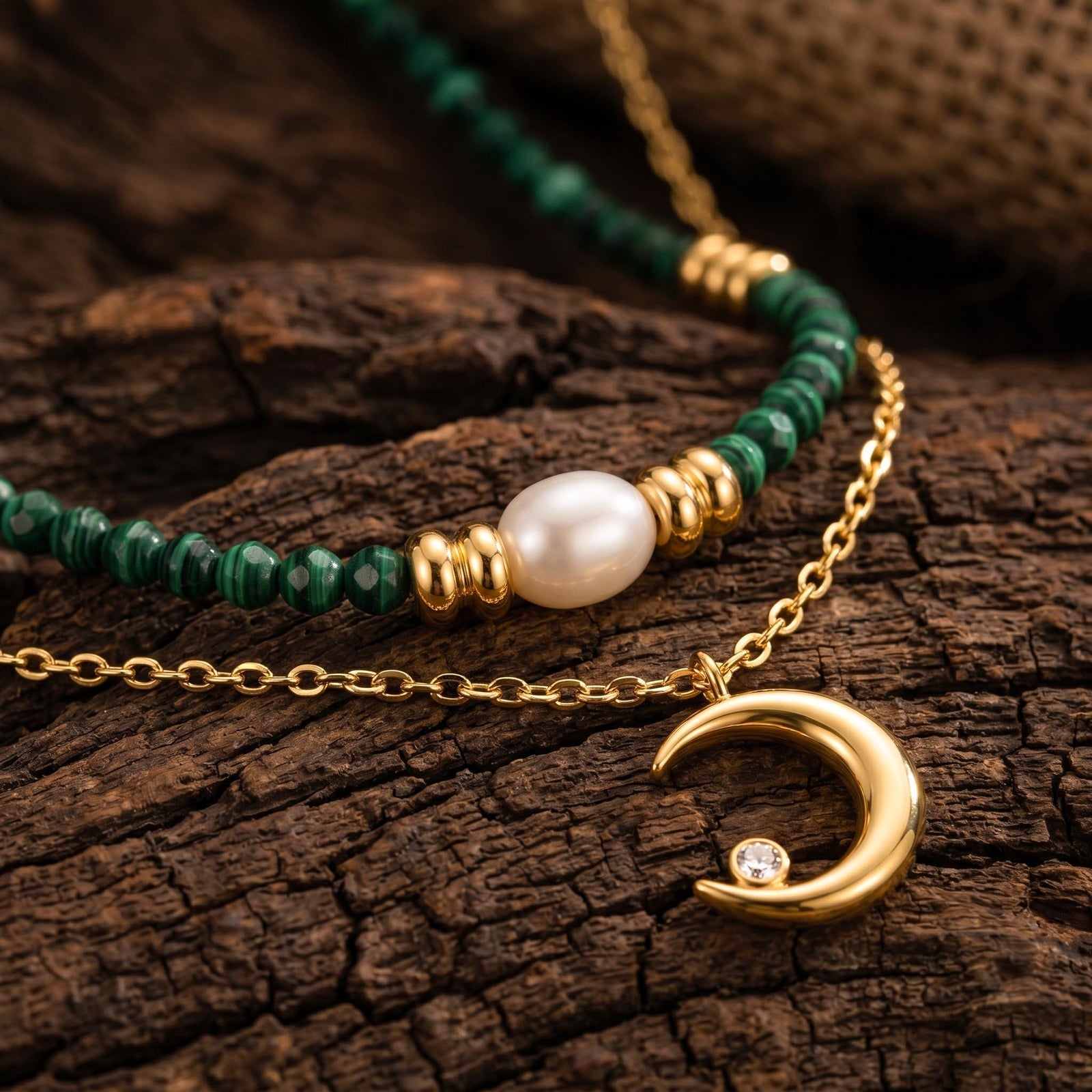 Emerald Crescent Necklace