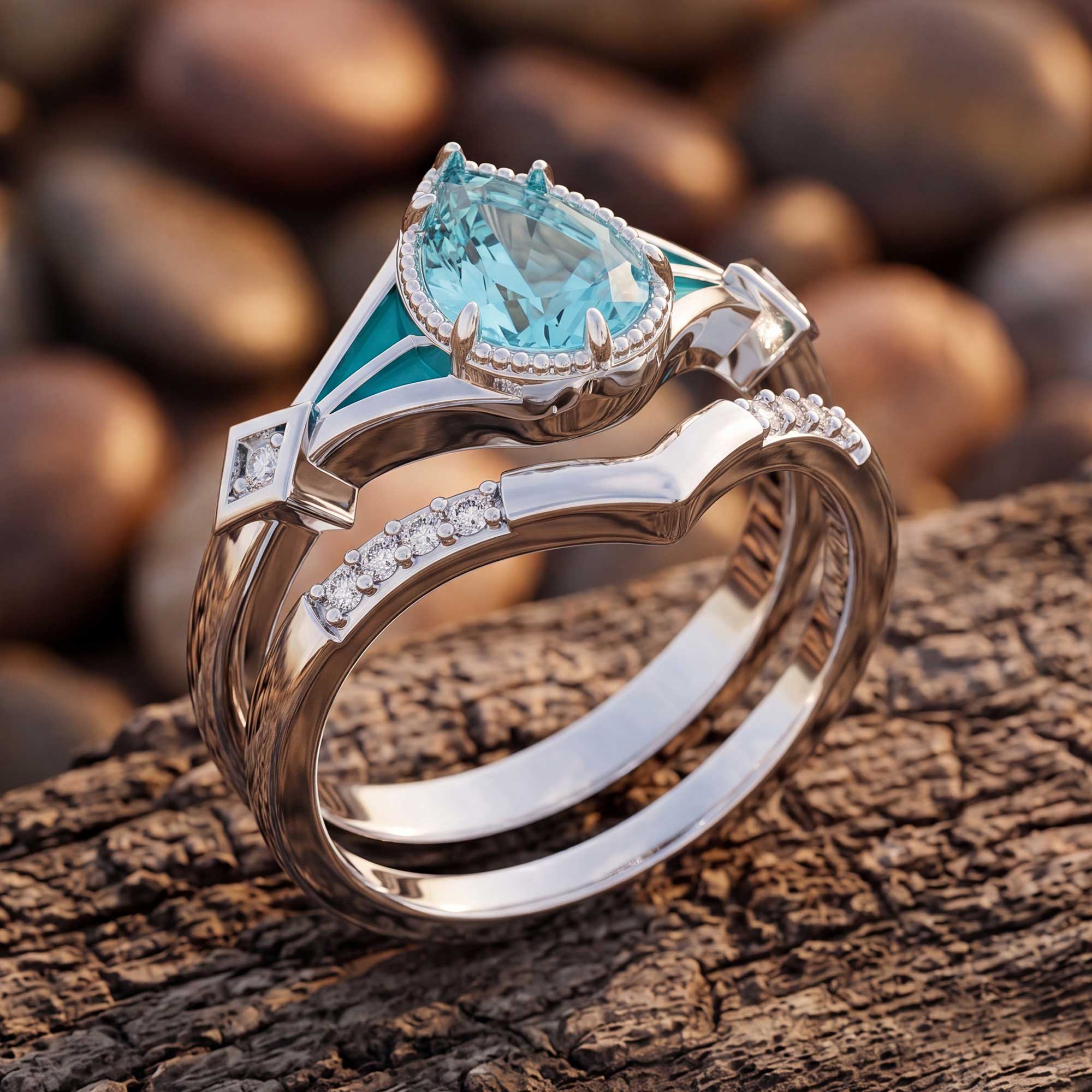 Eternal Angel's Tear Ring - Aquamarine