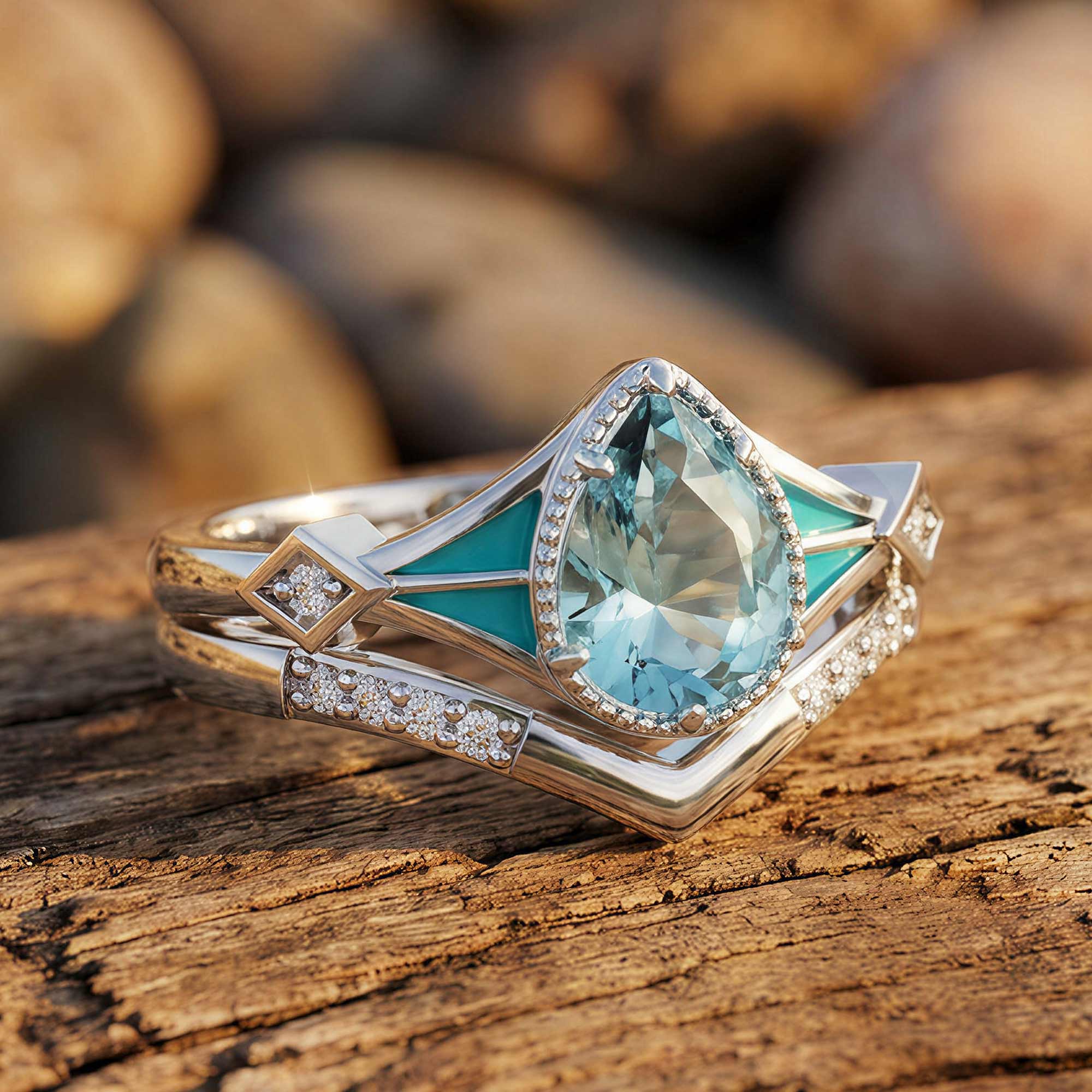 Eternal Angel's Tear Ring - Aquamarine