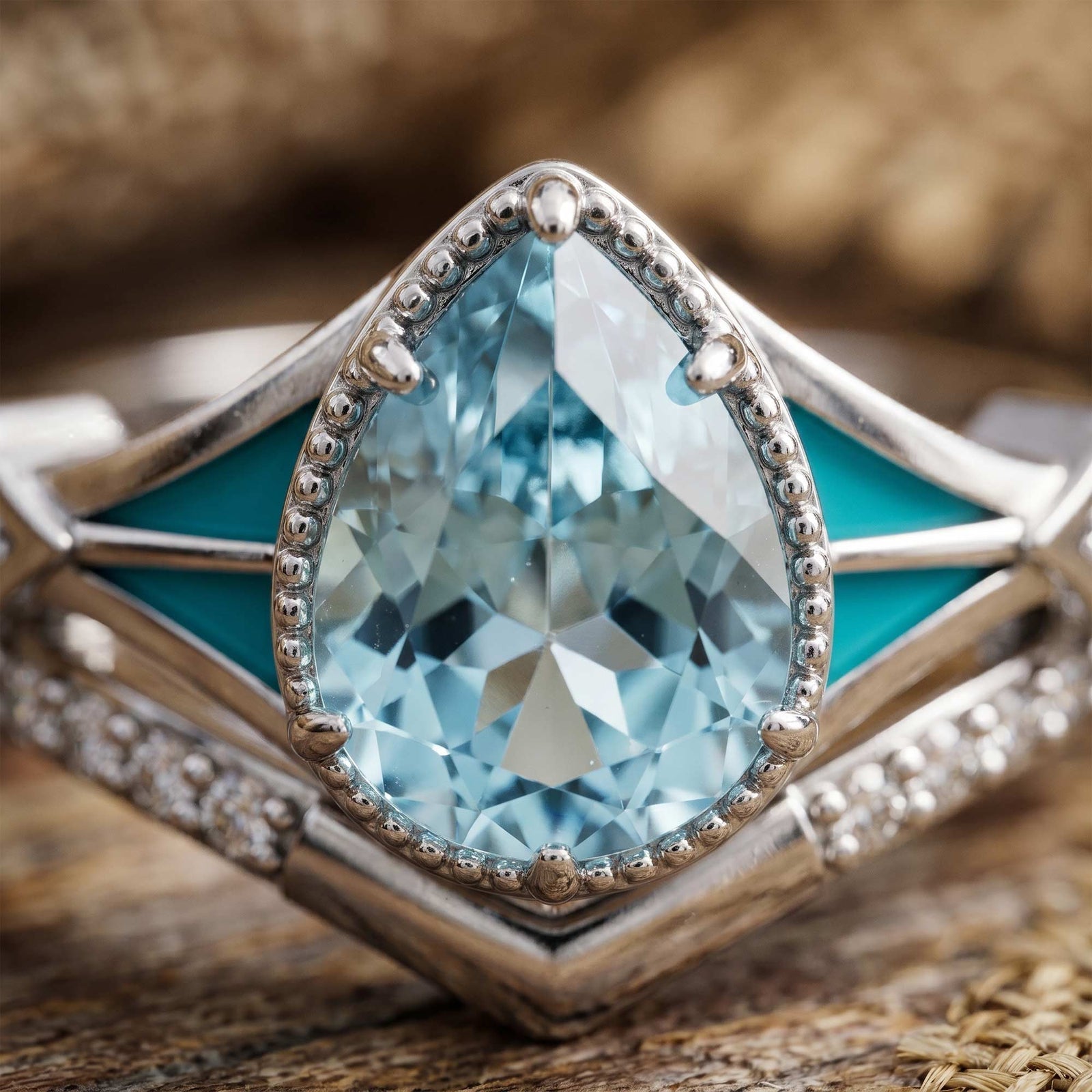 Eternal Angel's Tear Ring - Aquamarine