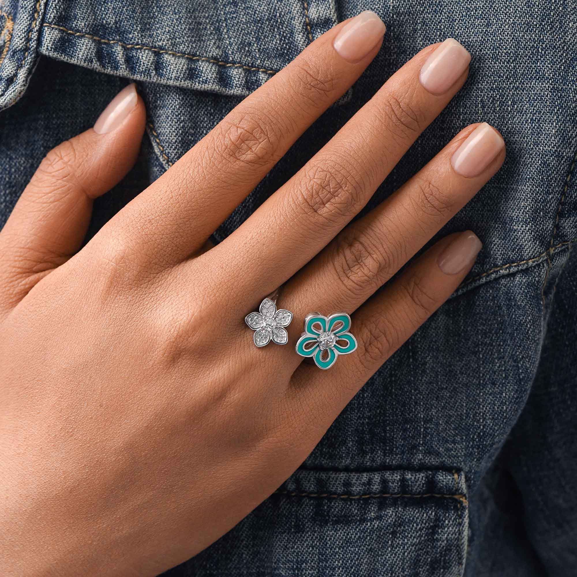 Eternal Twin Blossom Ring - Moissanite