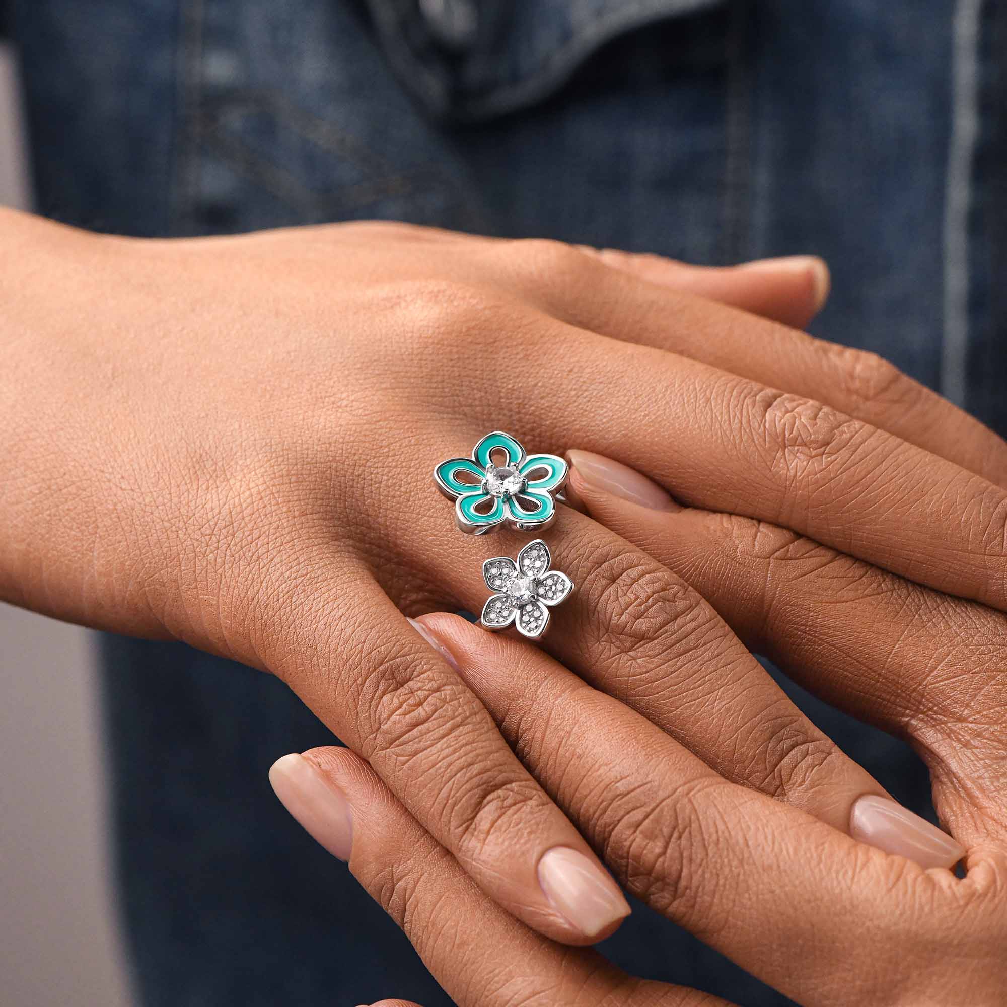 Eternal Twin Blossom Ring - Moissanite
