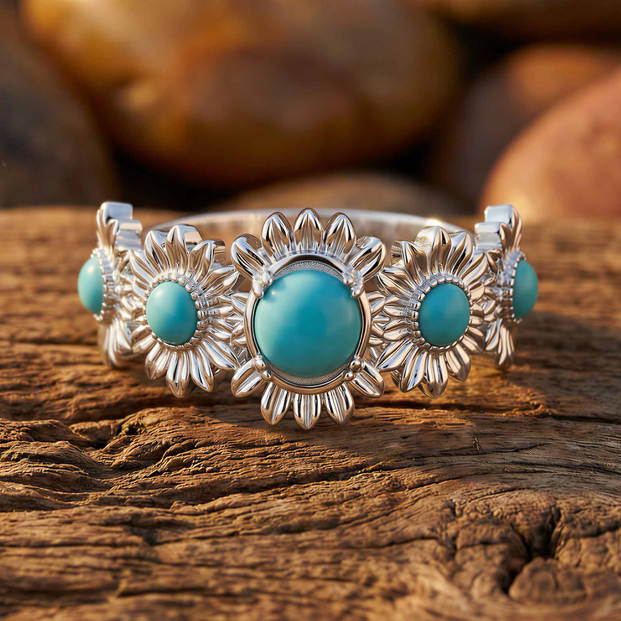 Fierce Blossom Ring - Turquoise