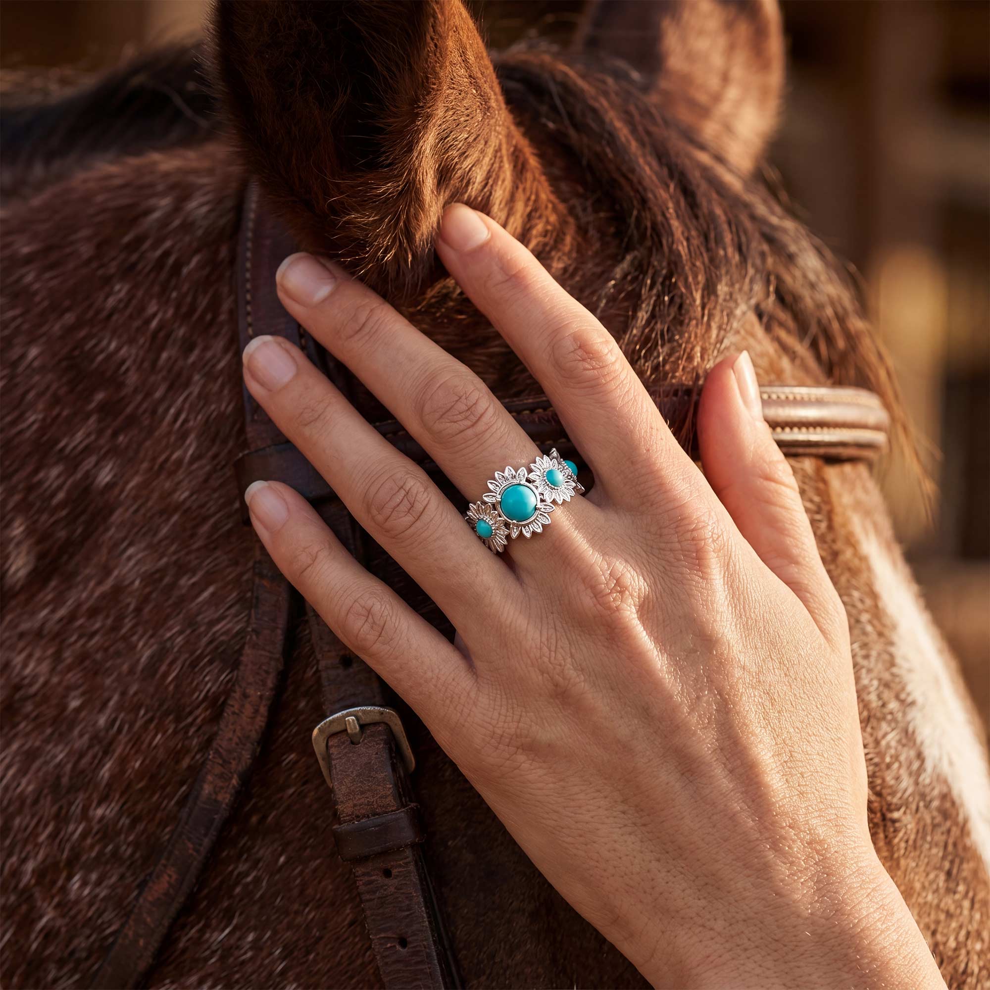Fierce Blossom Ring - Turquoise
