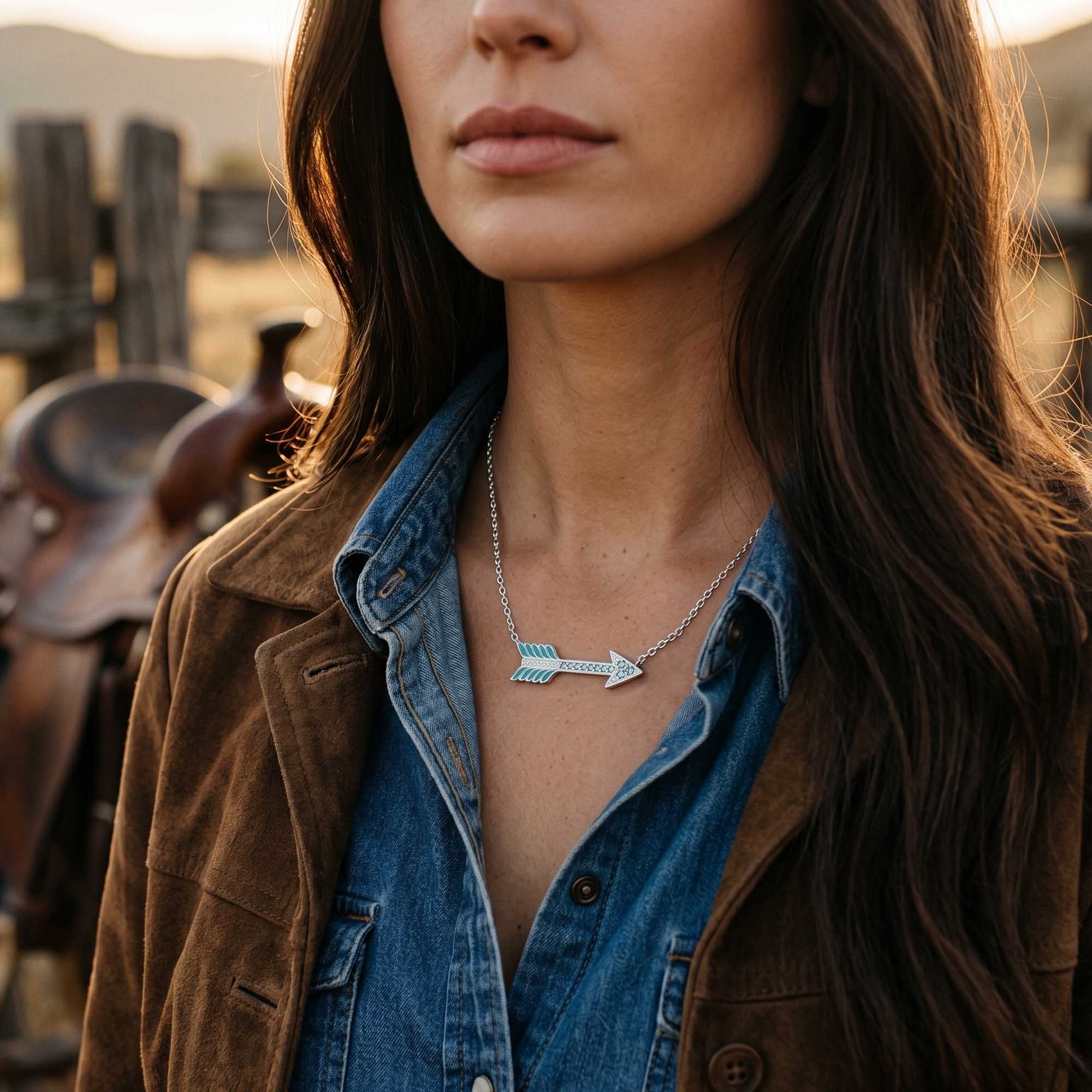 Frontier Arrow Necklace - Aquamarine