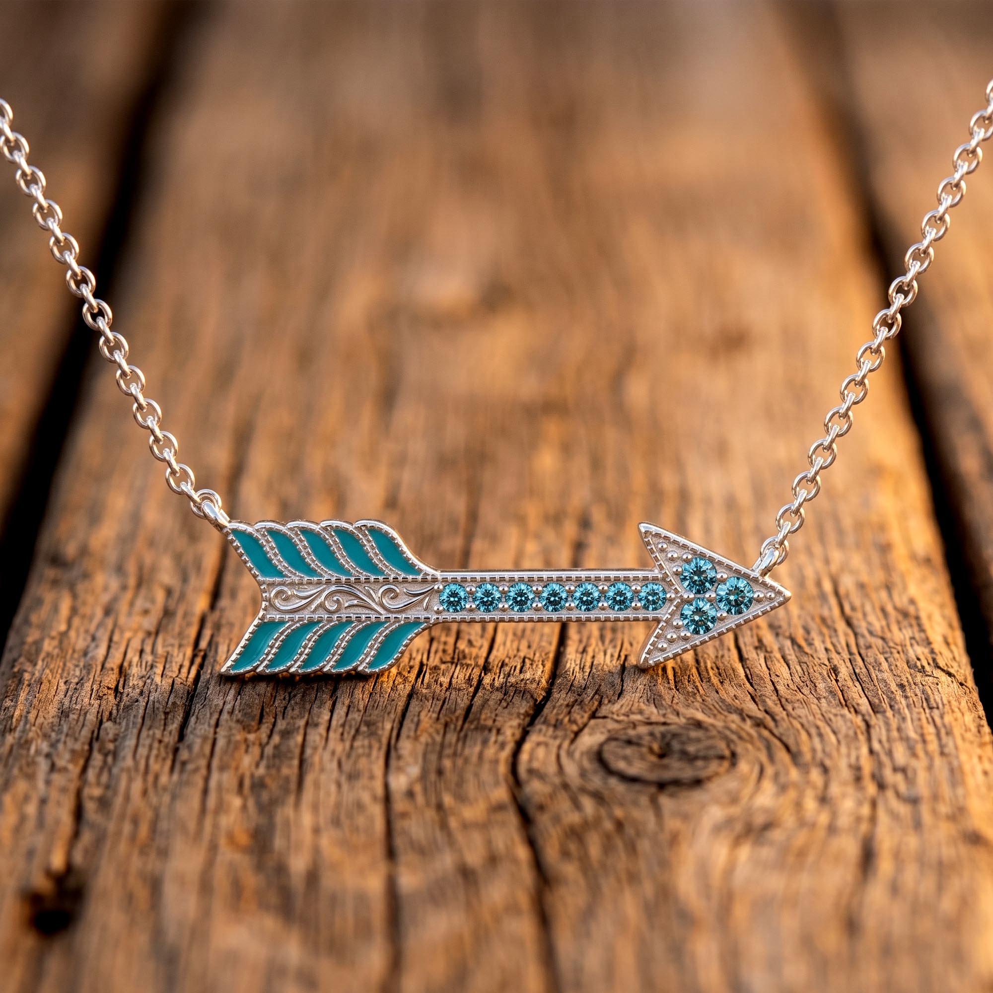 Frontier Arrow Necklace - Aquamarine