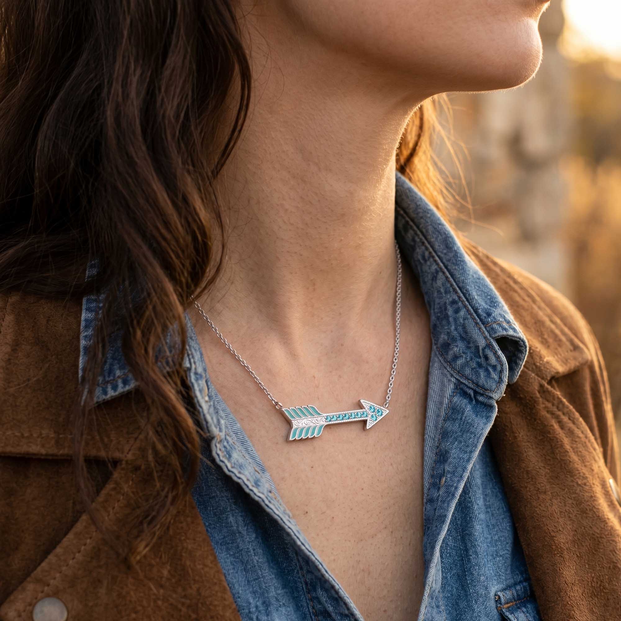 Frontier Arrow Necklace - Aquamarine