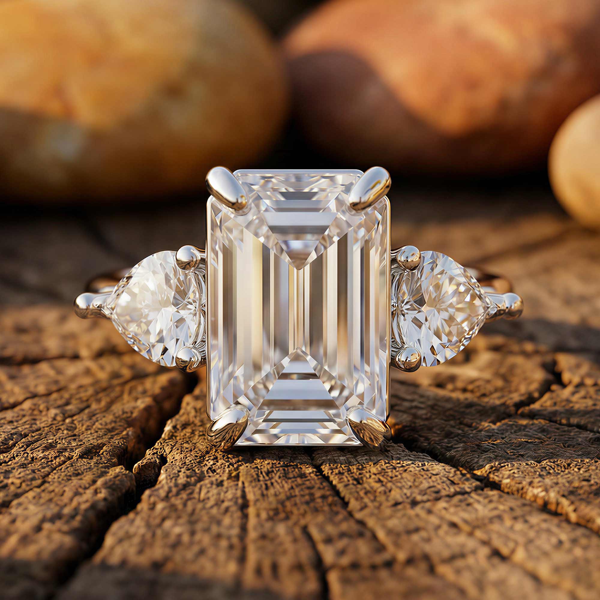 Frosted Flame Ring - Moissanite