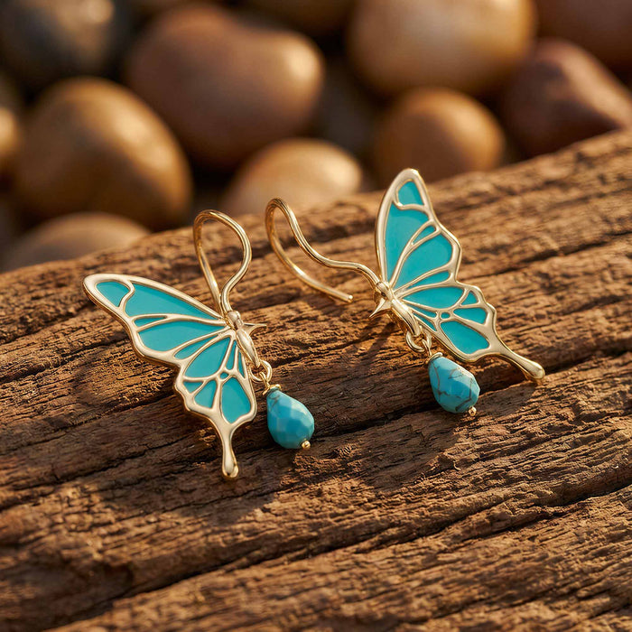 Golden Flutter Earrings - Turquoise