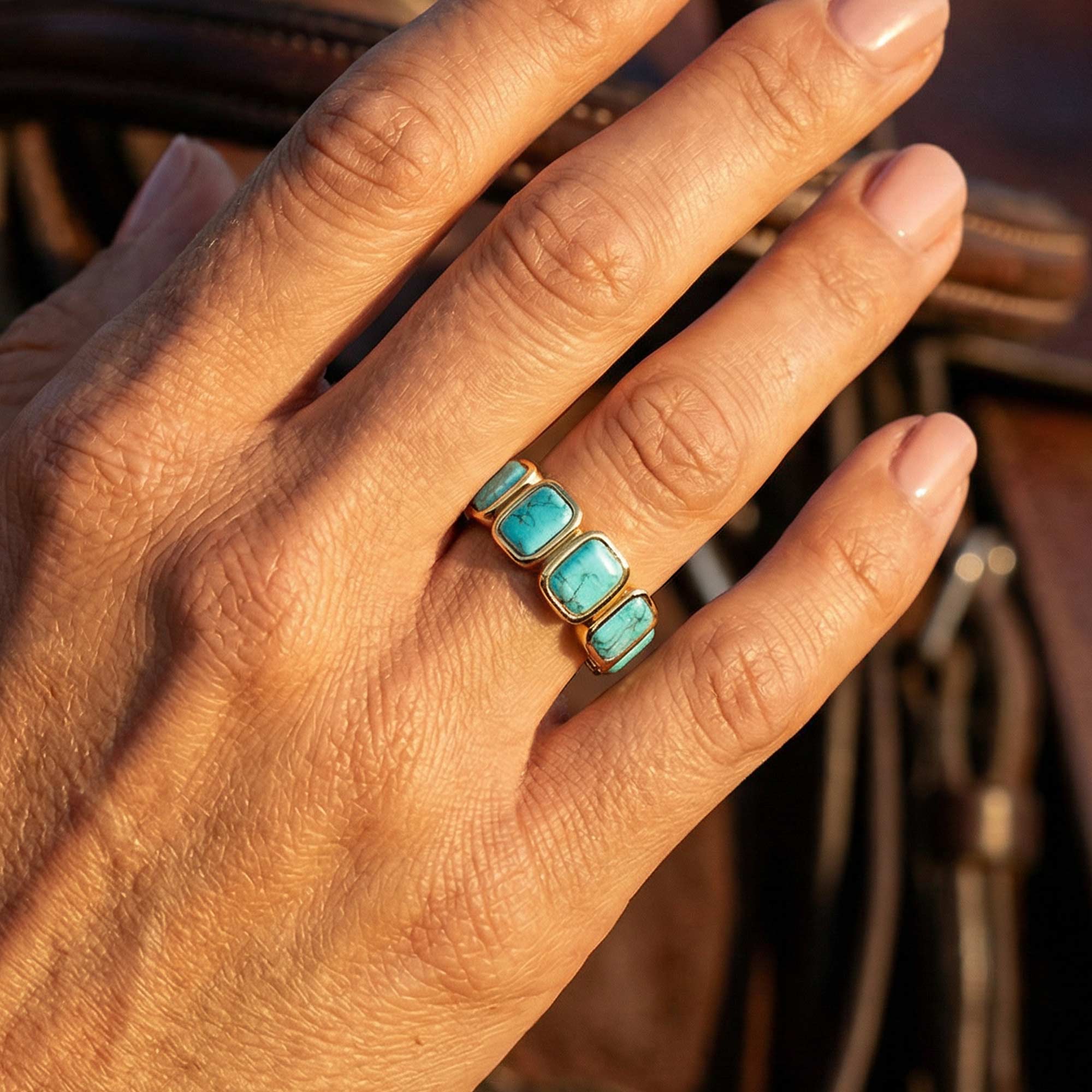 Golden Mesa Ring - Turquoise