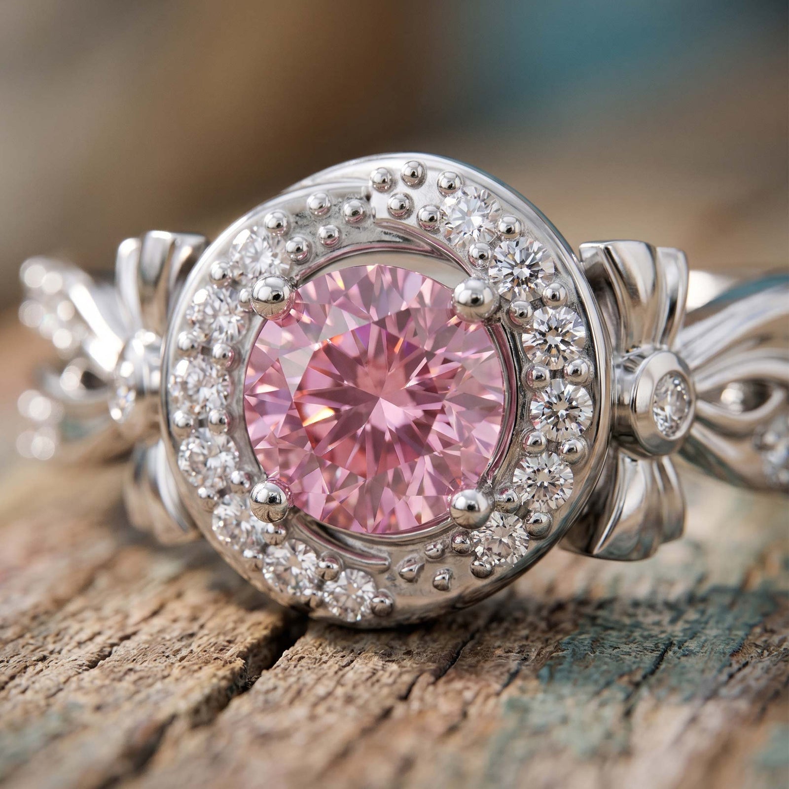 Graceful Bow Entwined Ring - Rose Quartz
