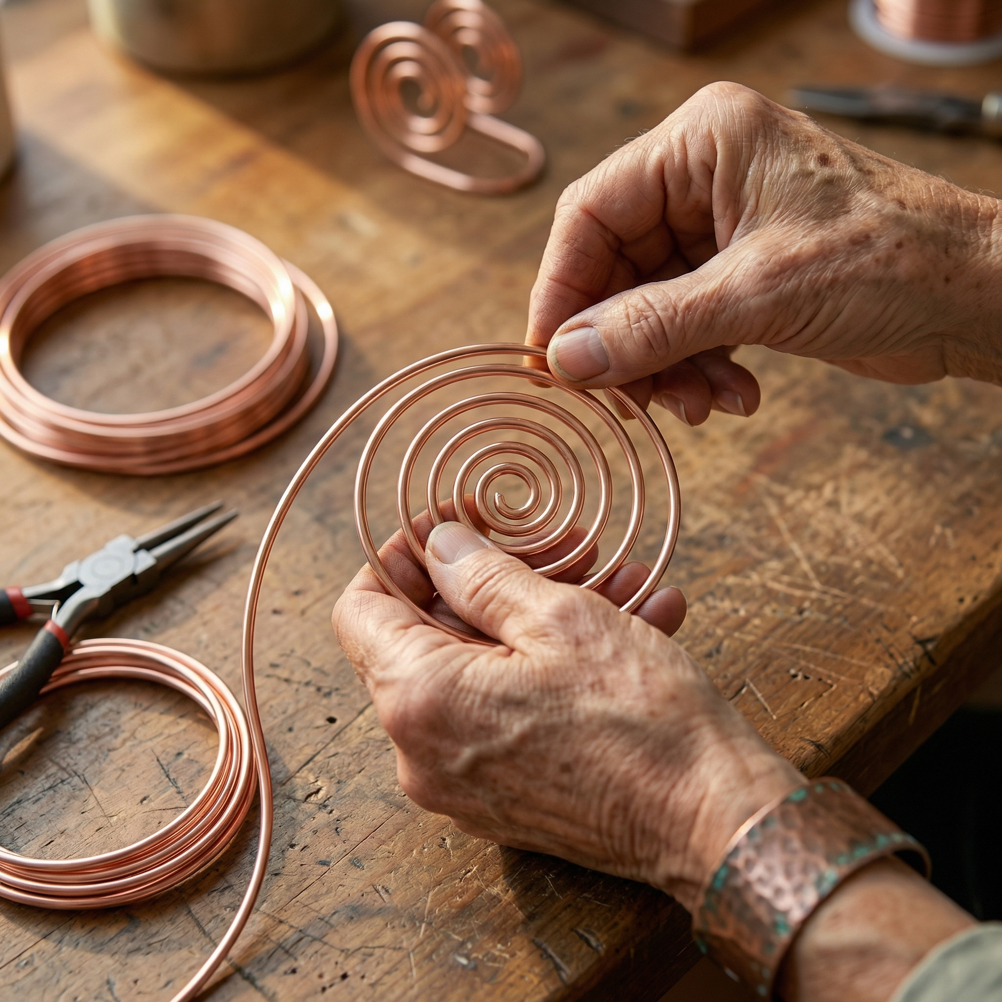 Copper Jewelry Flow Copper Hand Spiral
