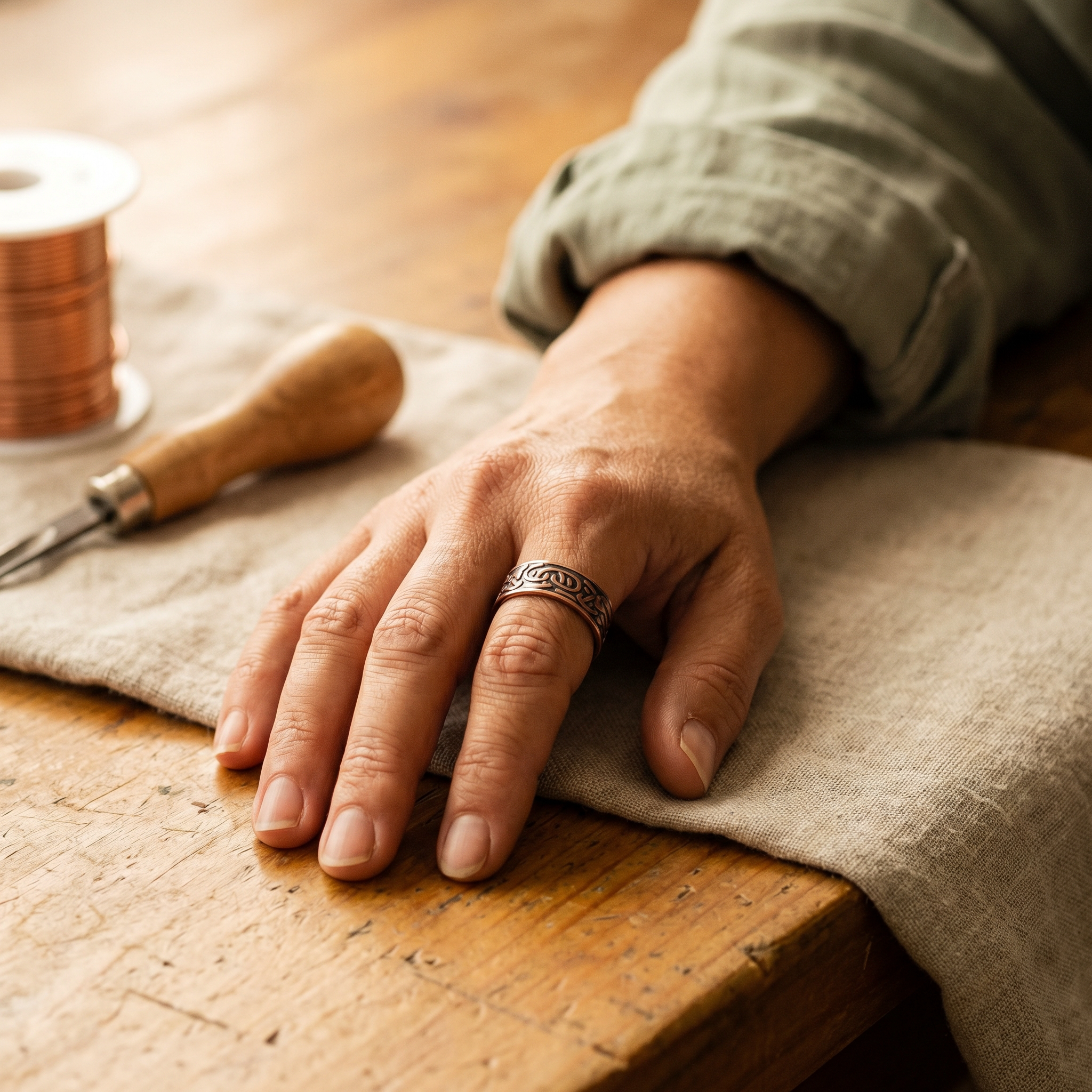 Copper Jewelry Burr Copper Ring
