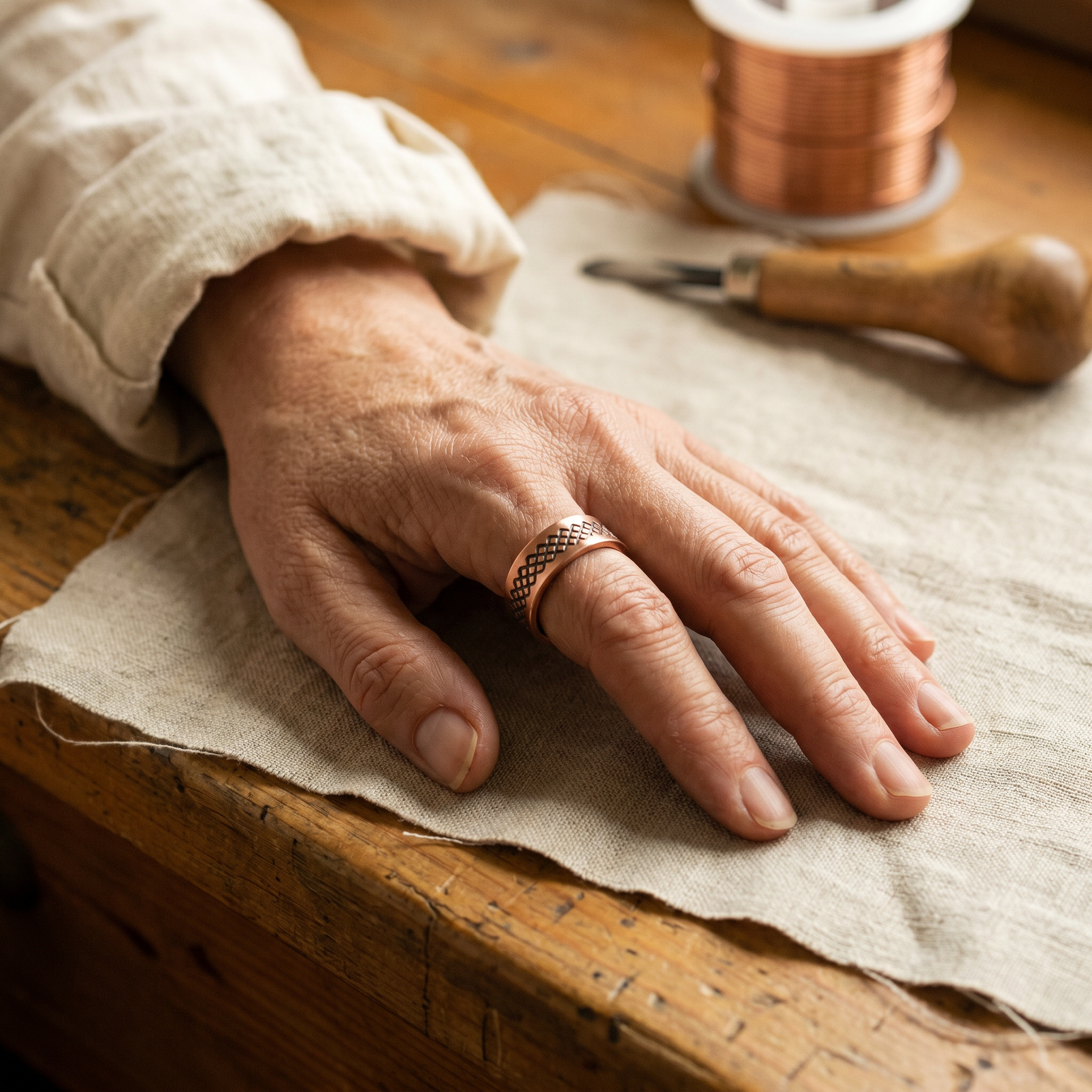 Copper Jewelry Grid Copper Ring
