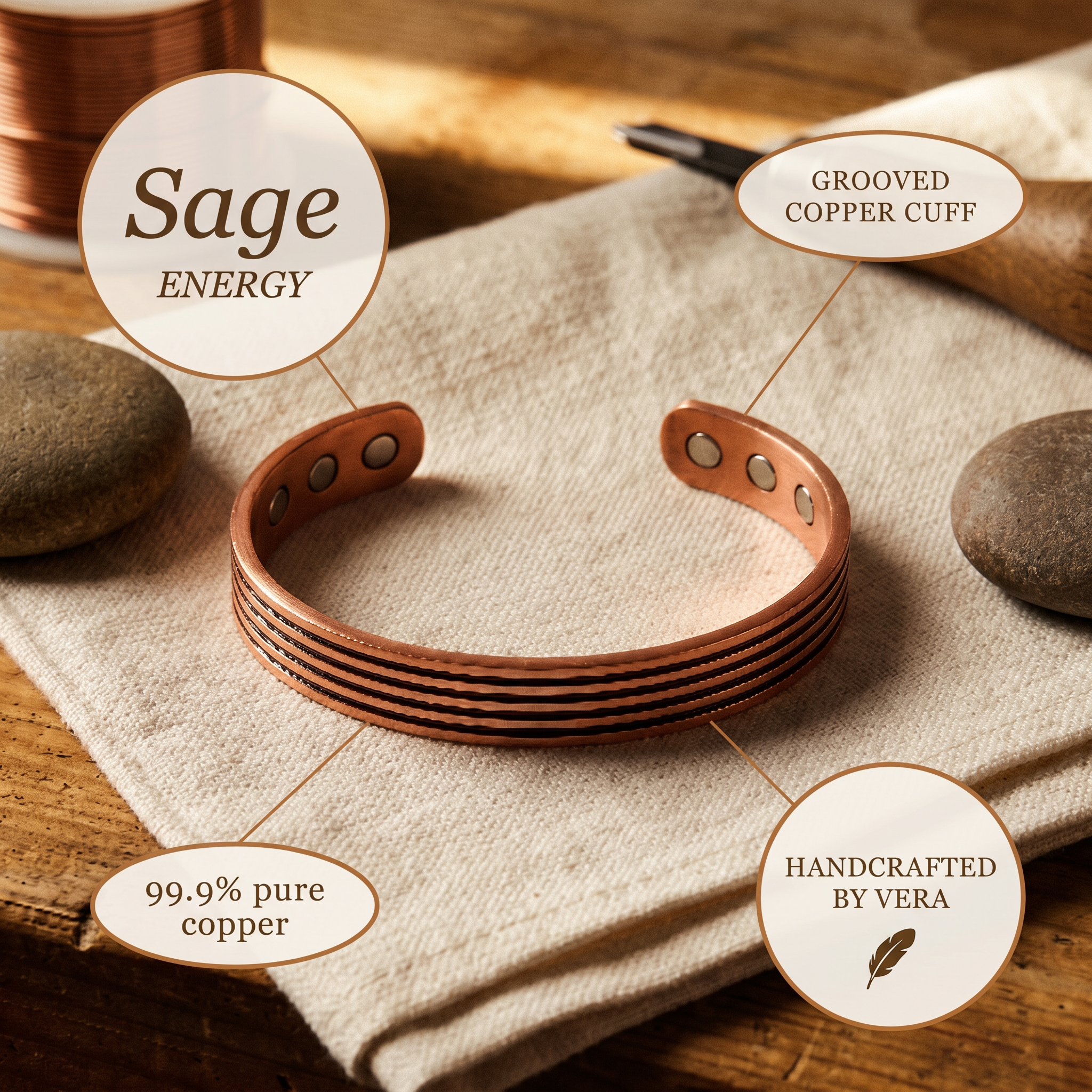 Copper Jewelry Sage Copper Bracelet