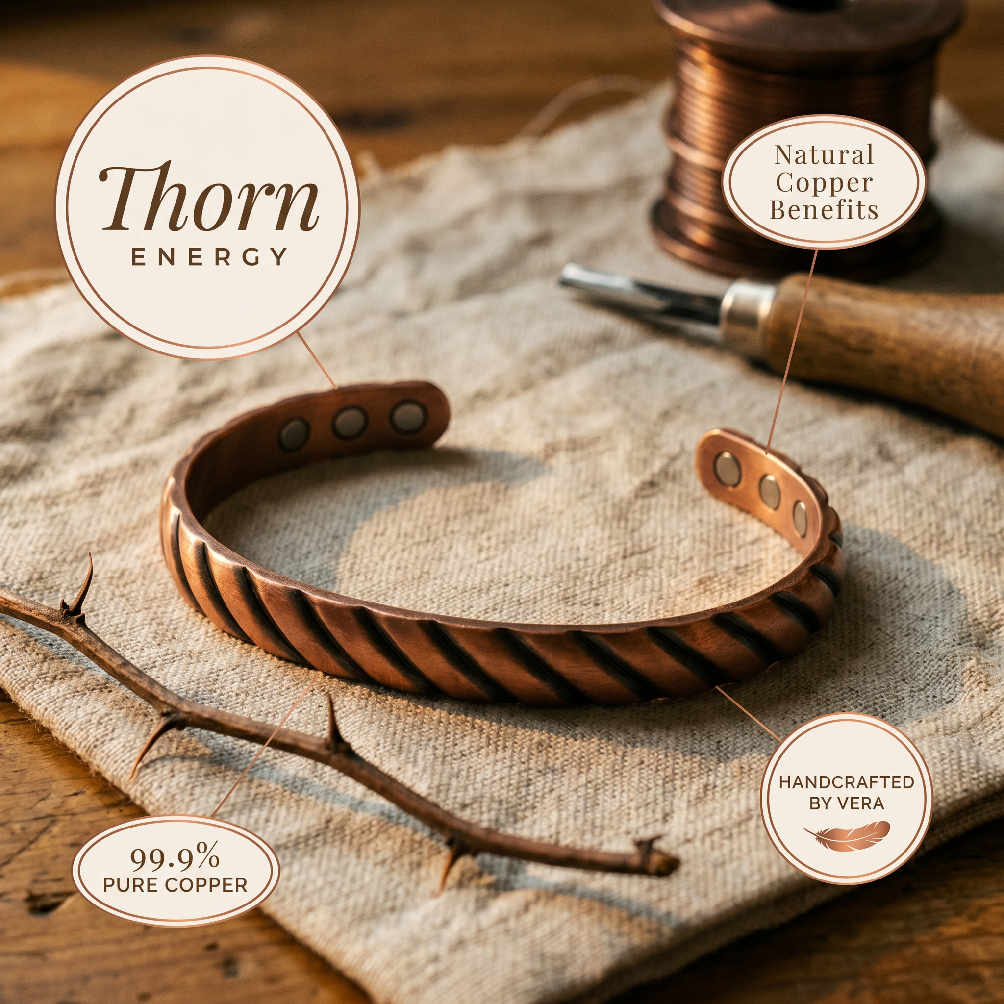 Copper Jewelry Thorn Copper Bracelet