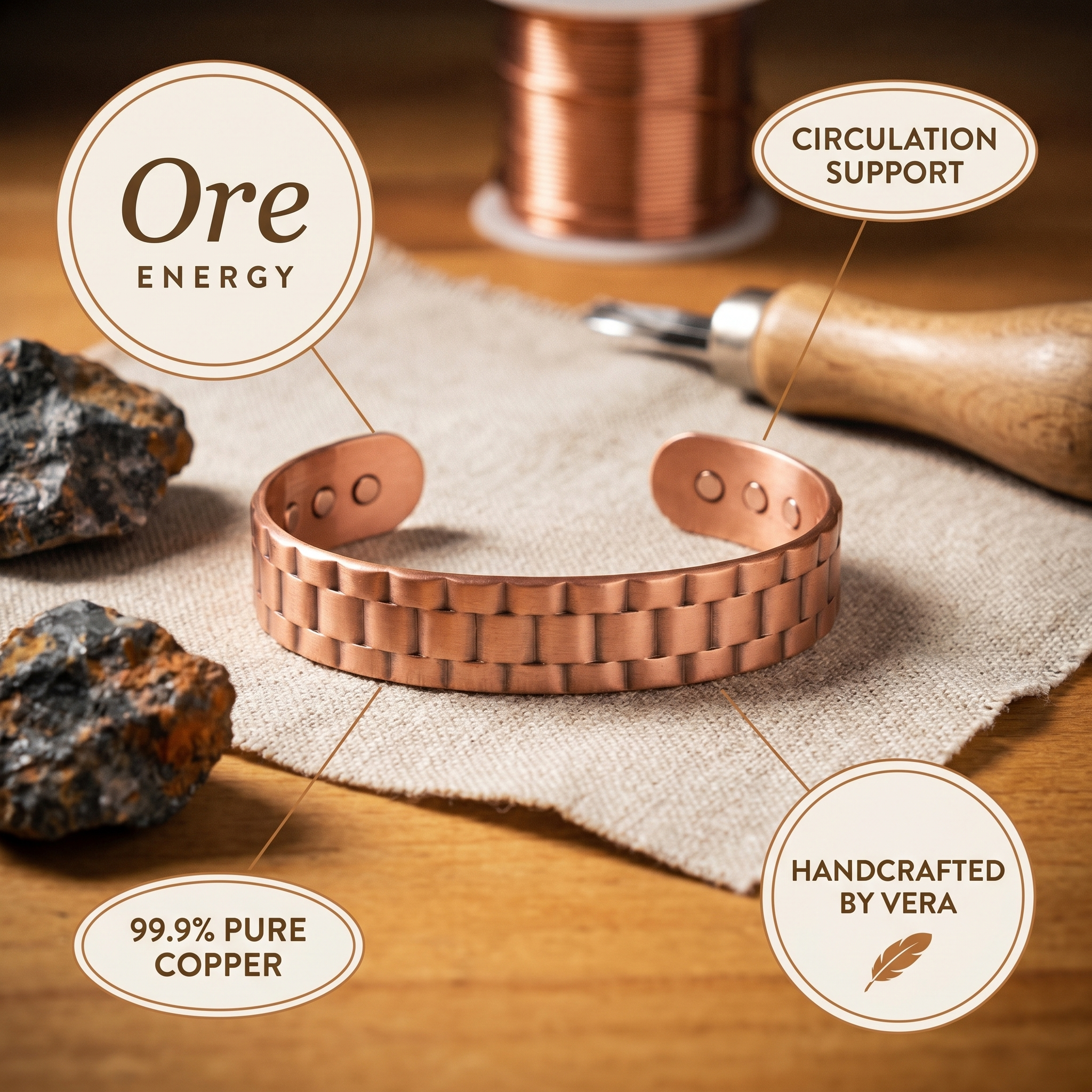 Copper Jewelry Ore Men's Copper Bracelet