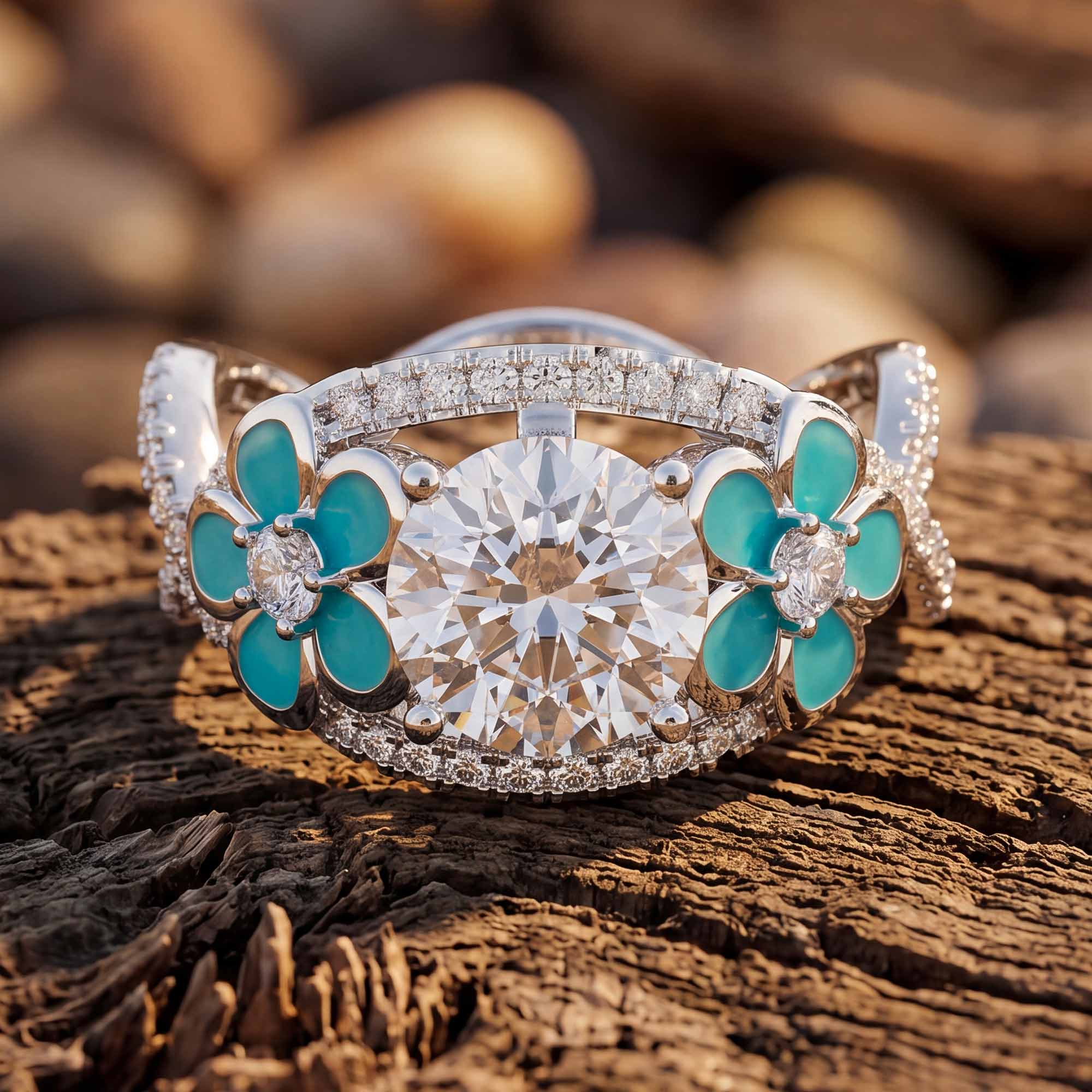 Intertwined Blooming Bud Ring - Moissanite