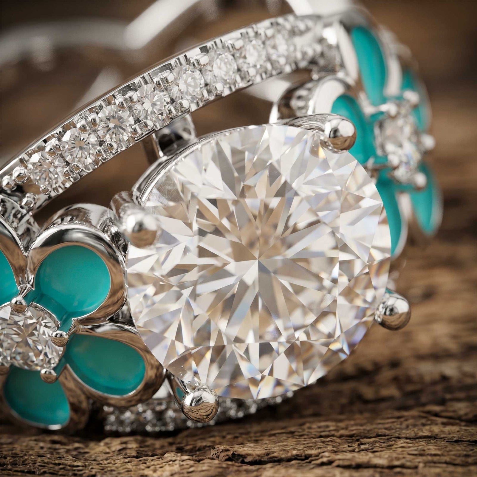 Intertwined Blooming Bud Ring - Moissanite