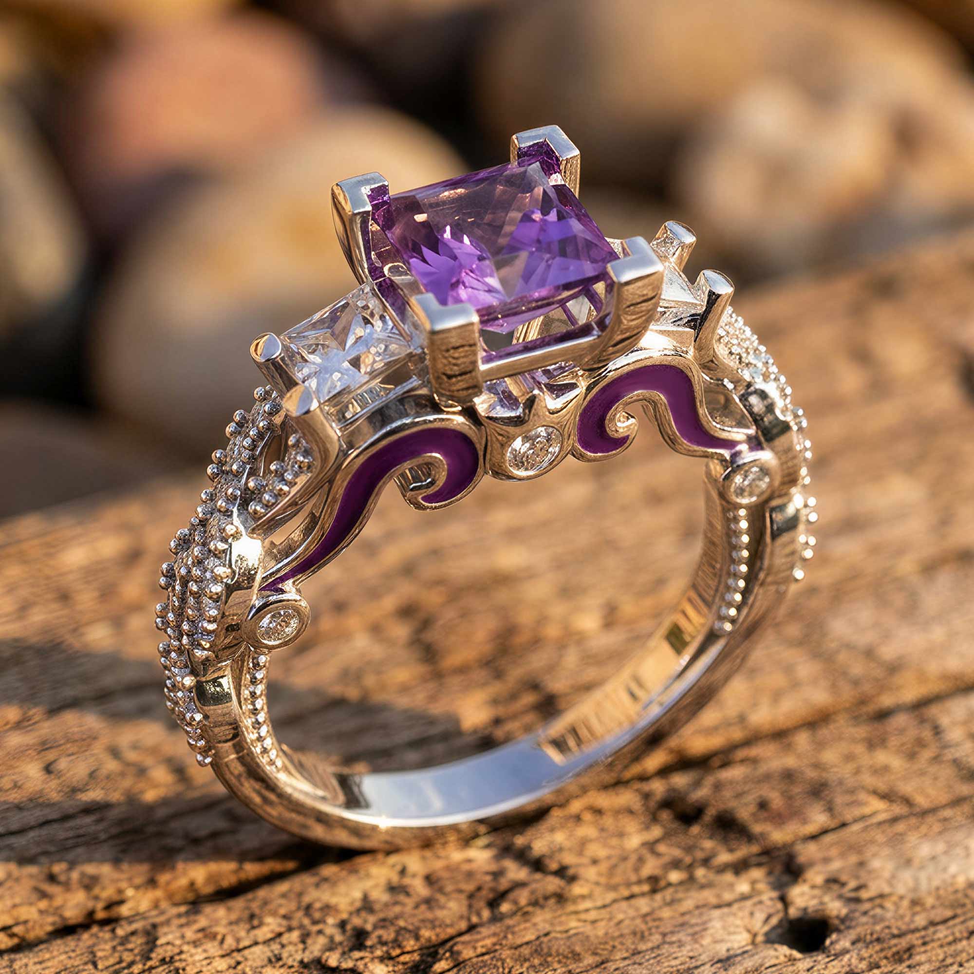 Love Rivet Ring - Amethyst