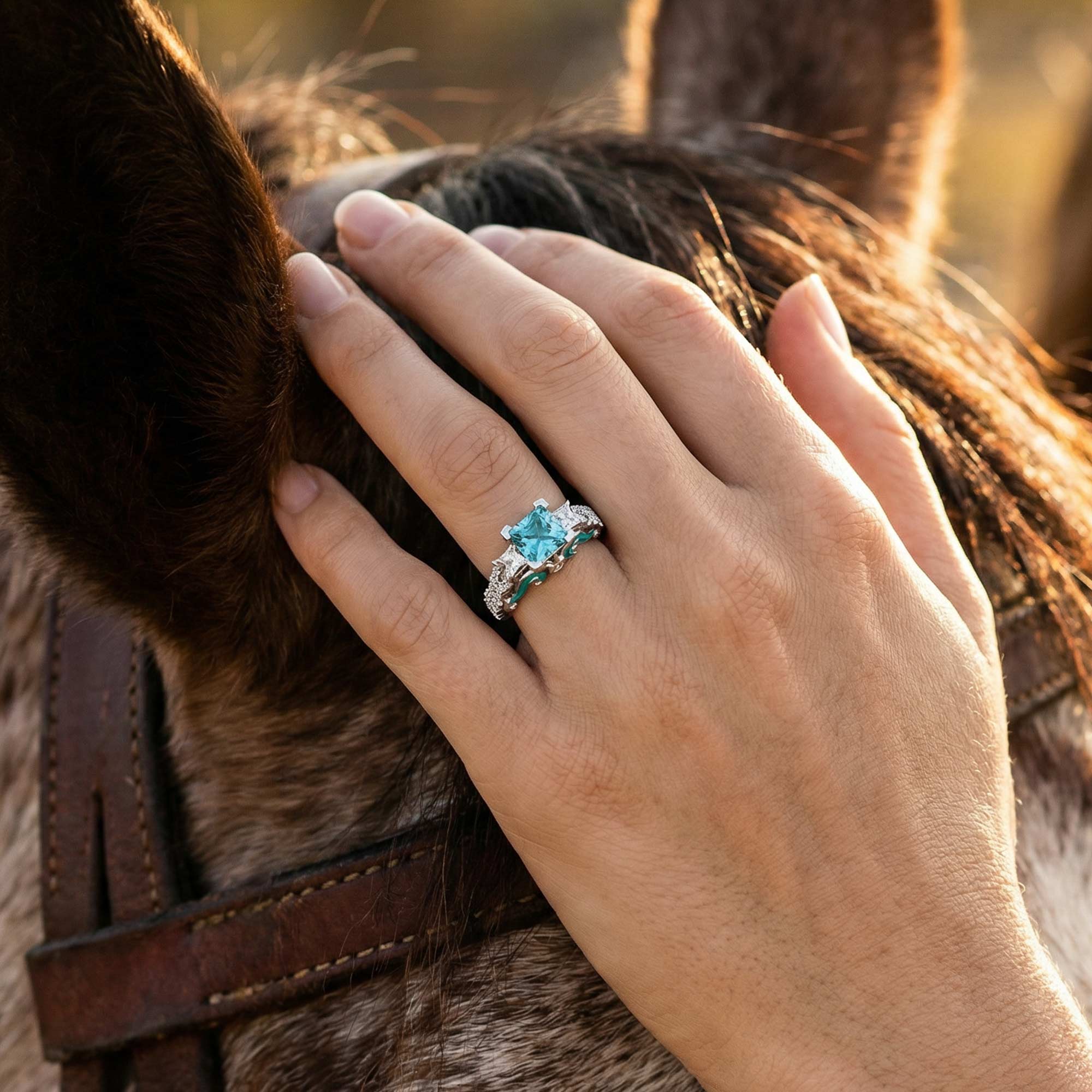 Love Rivet Ring - Aquamarine