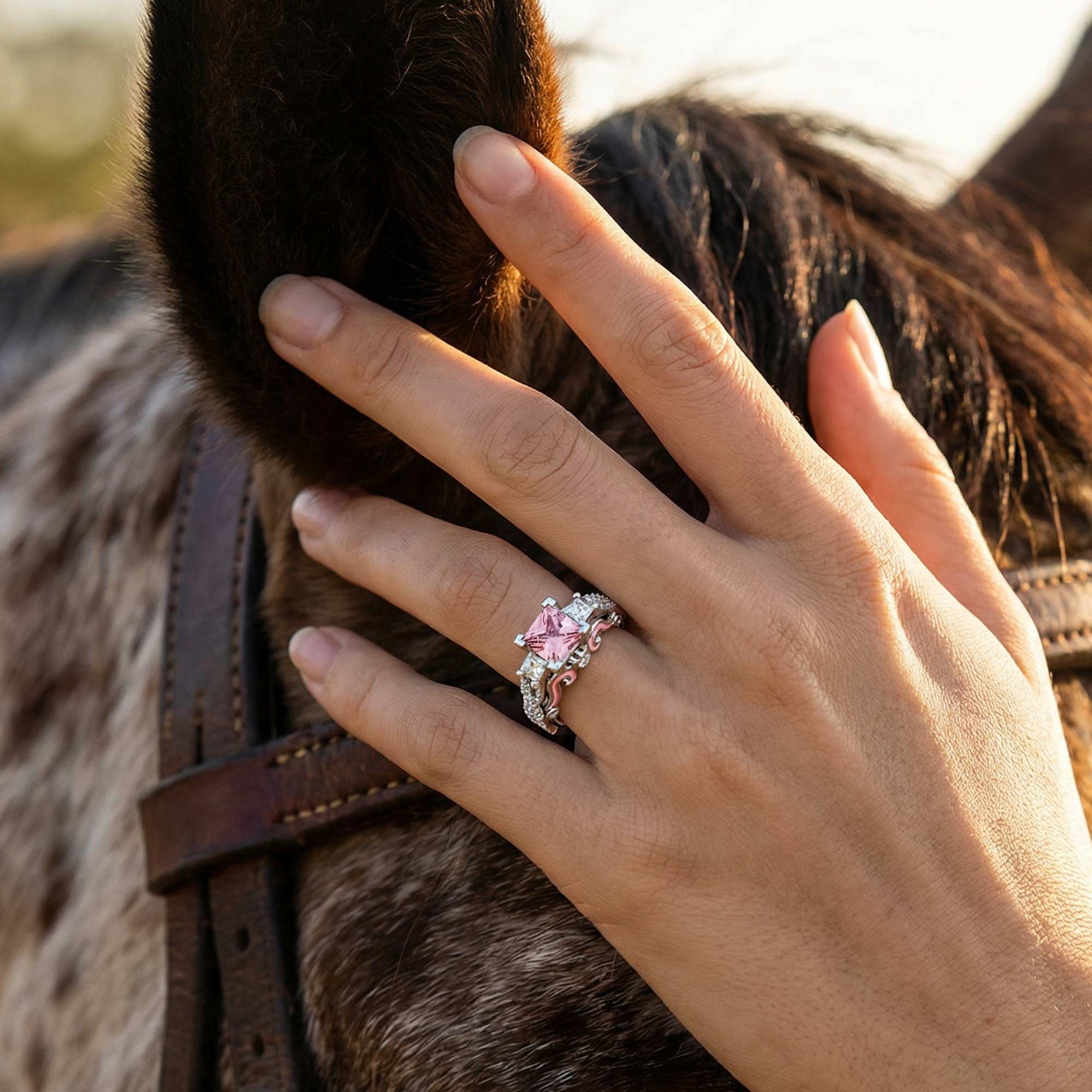Love Rivet Ring - Rose Quartz