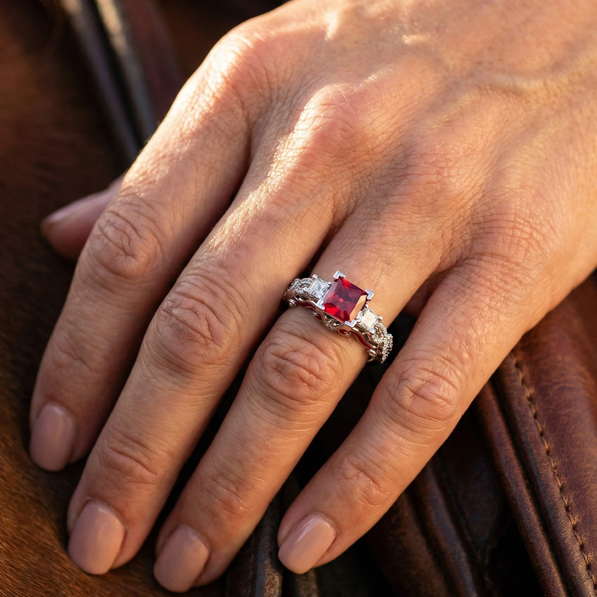 Love Rivet Ring - Ruby