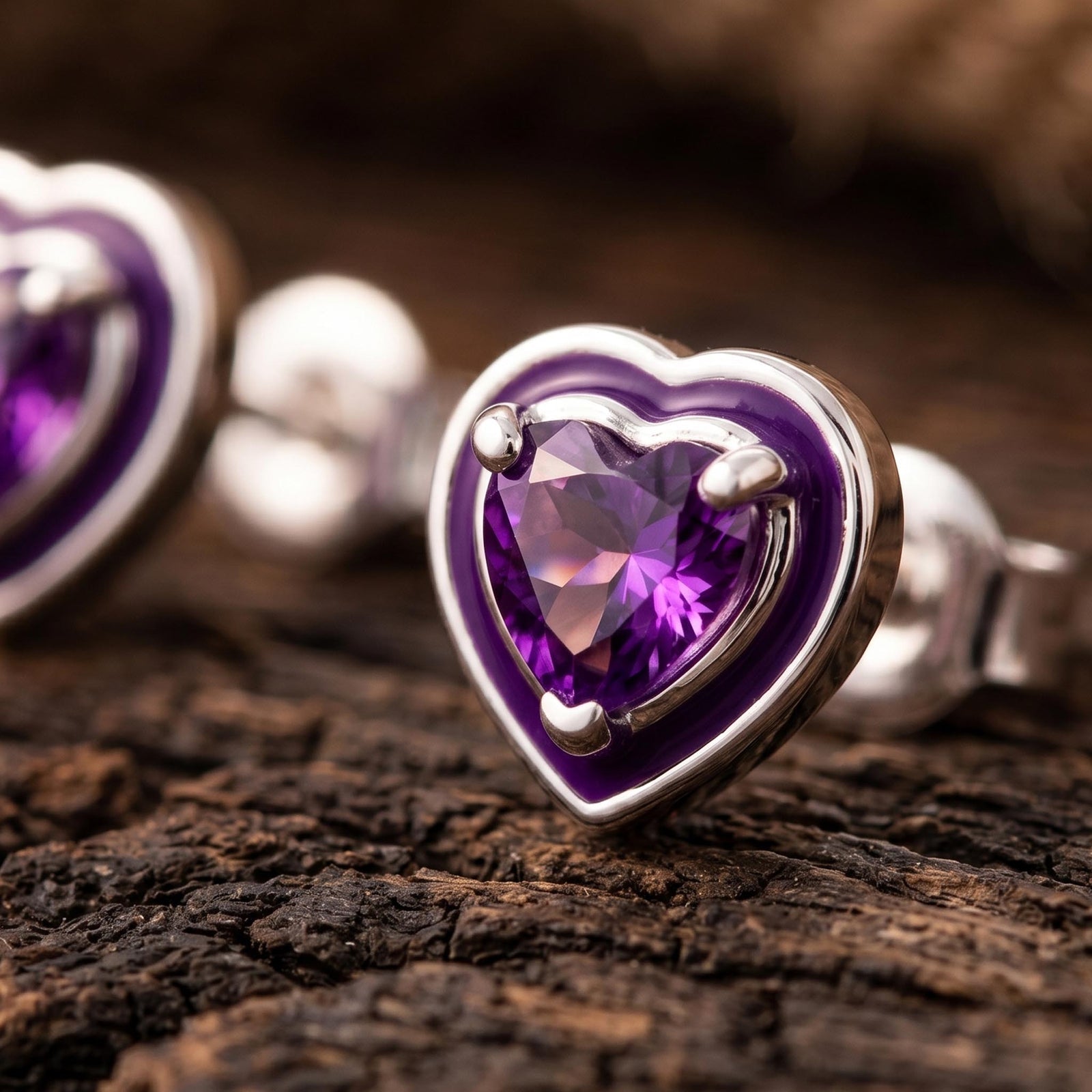 Loyal Heart Earrings - Amethyst