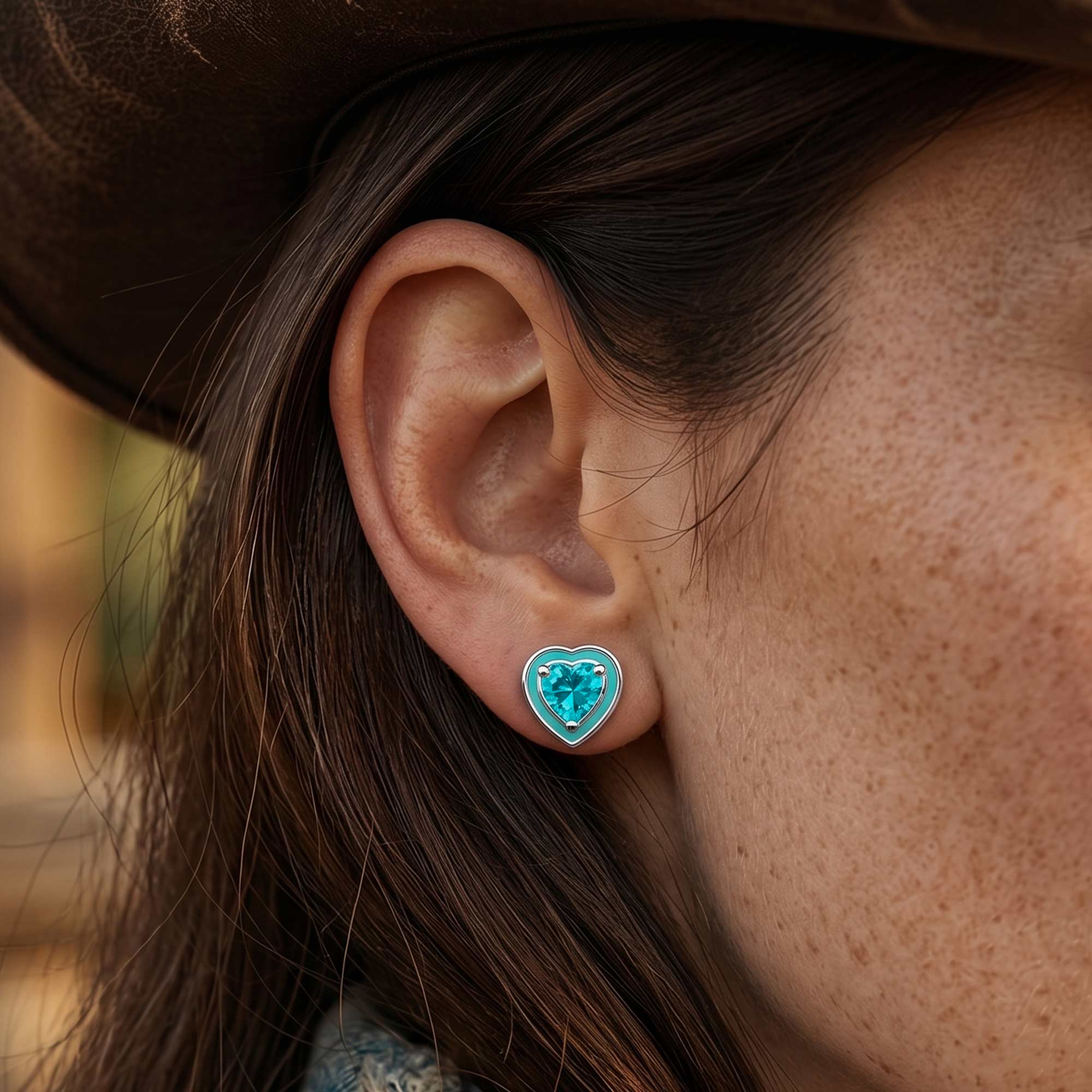 Loyal Heart Earrings - Aquamarine