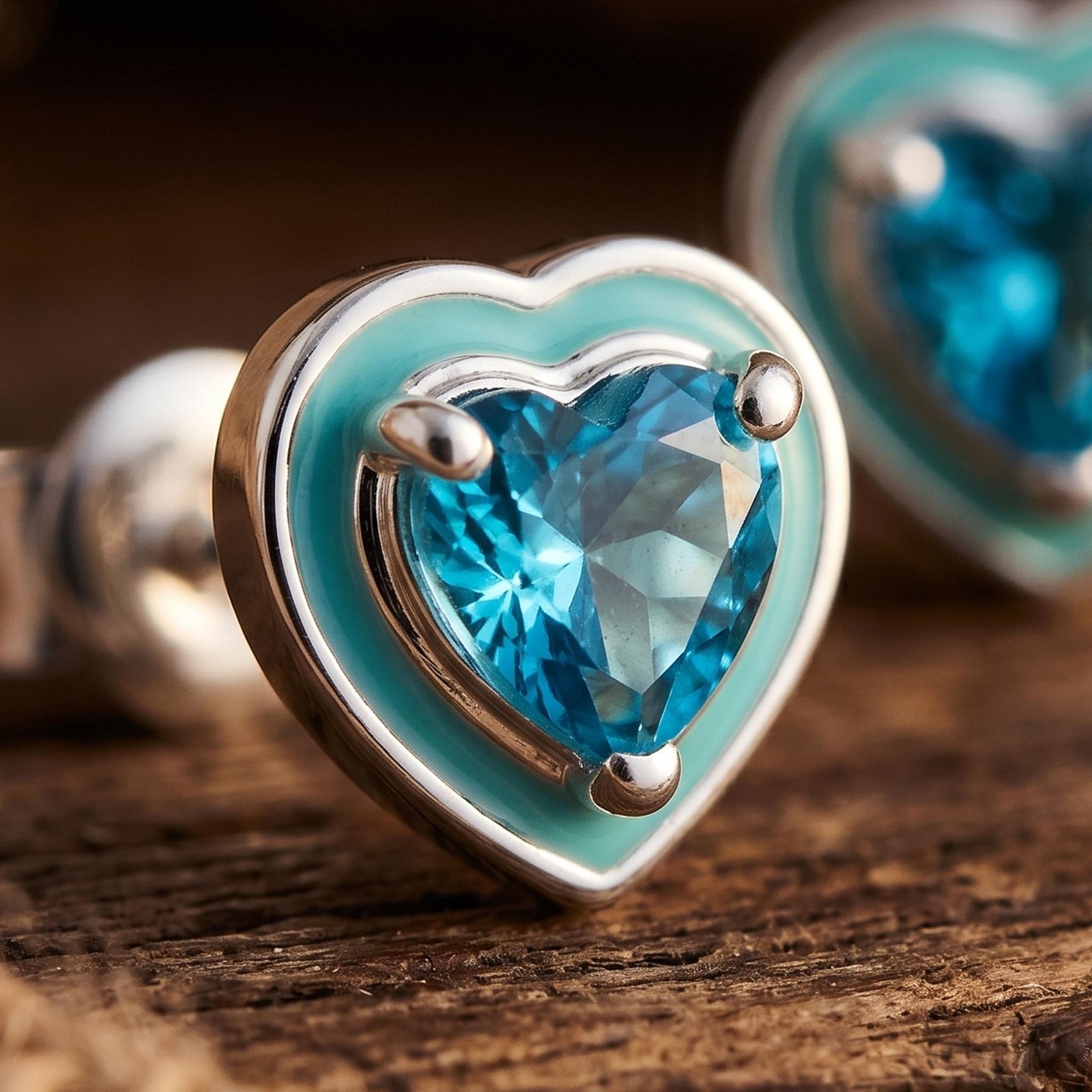 Loyal Heart Earrings - Aquamarine