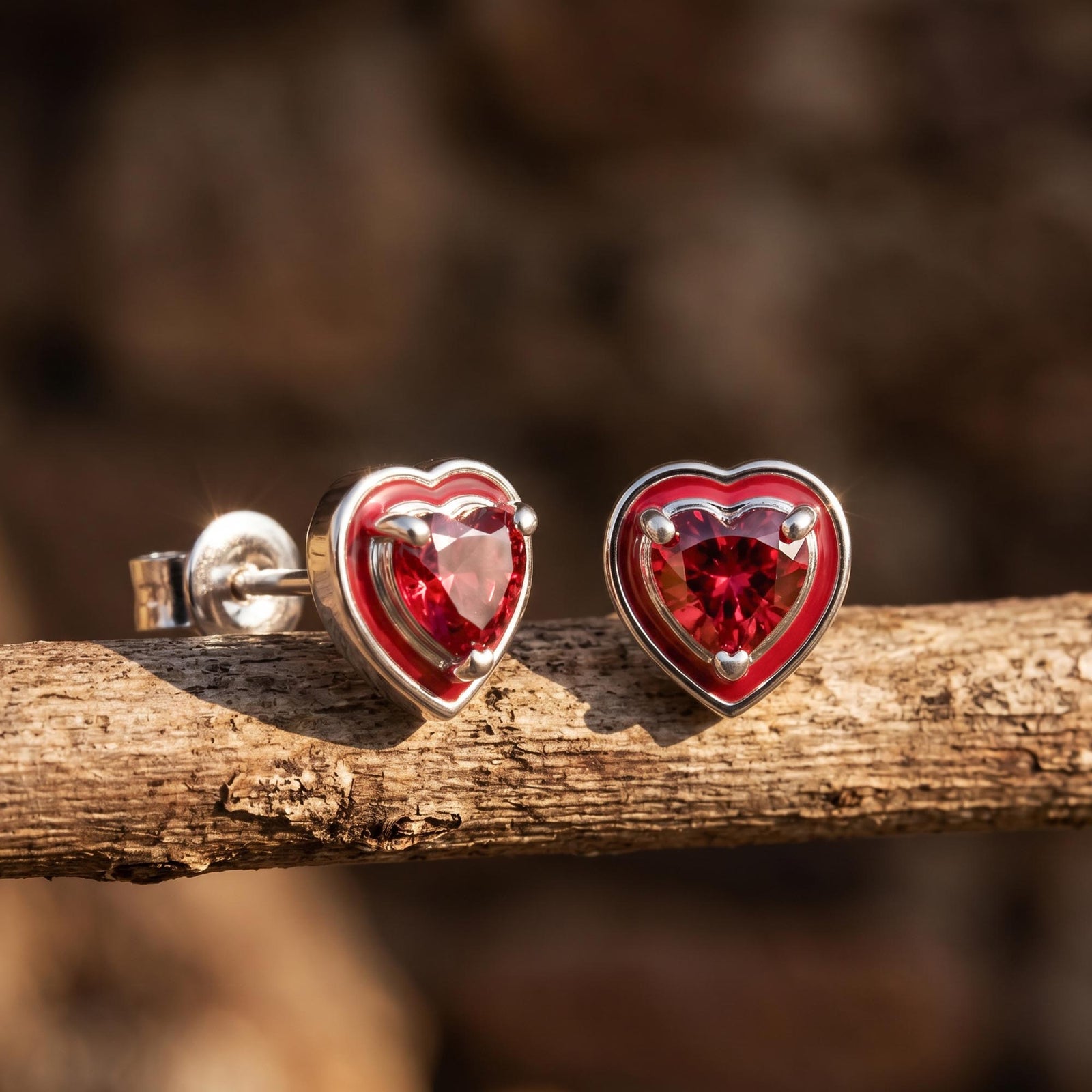 Loyal Heart Earrings - Ruby