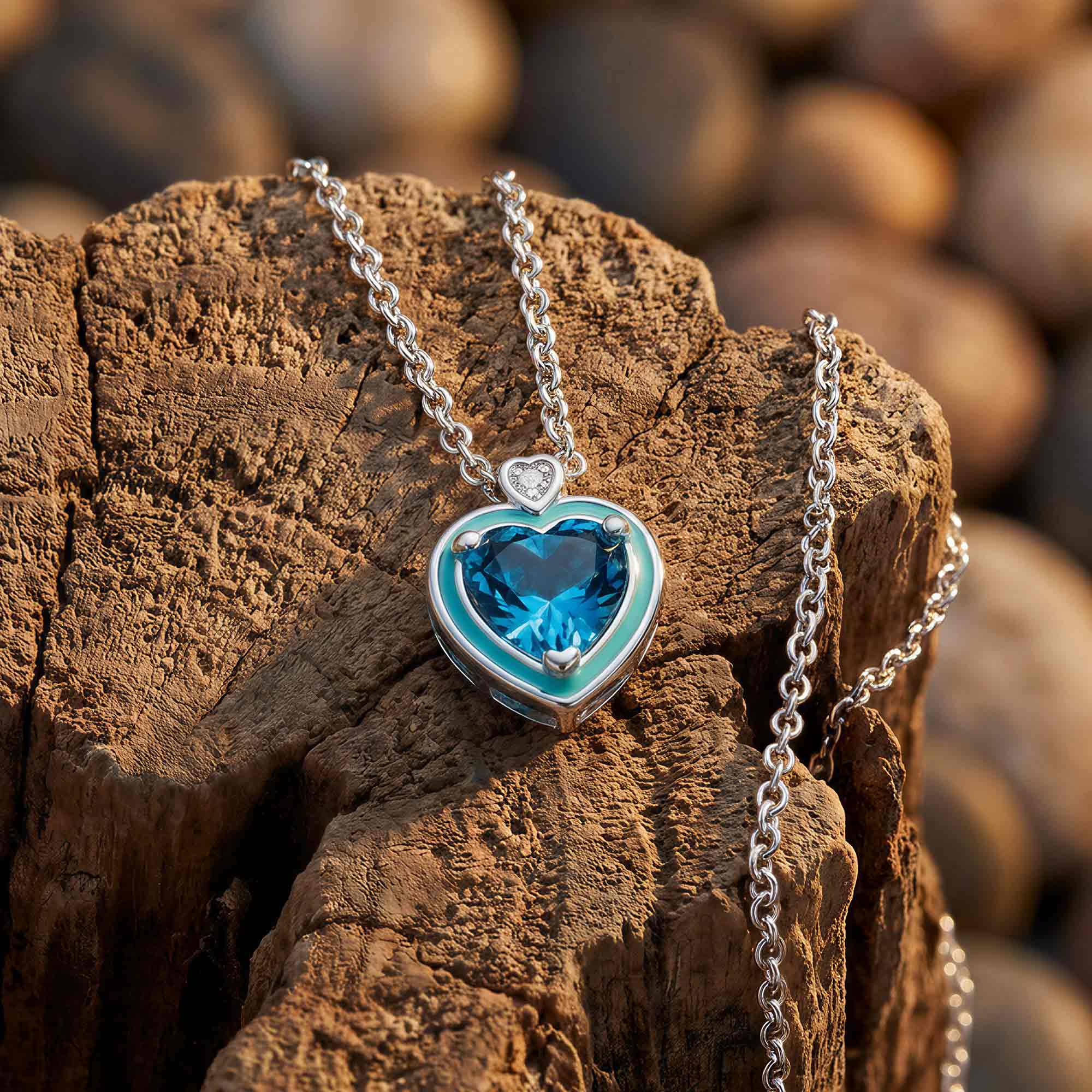 Loyal Heart Necklace - Aquamarine