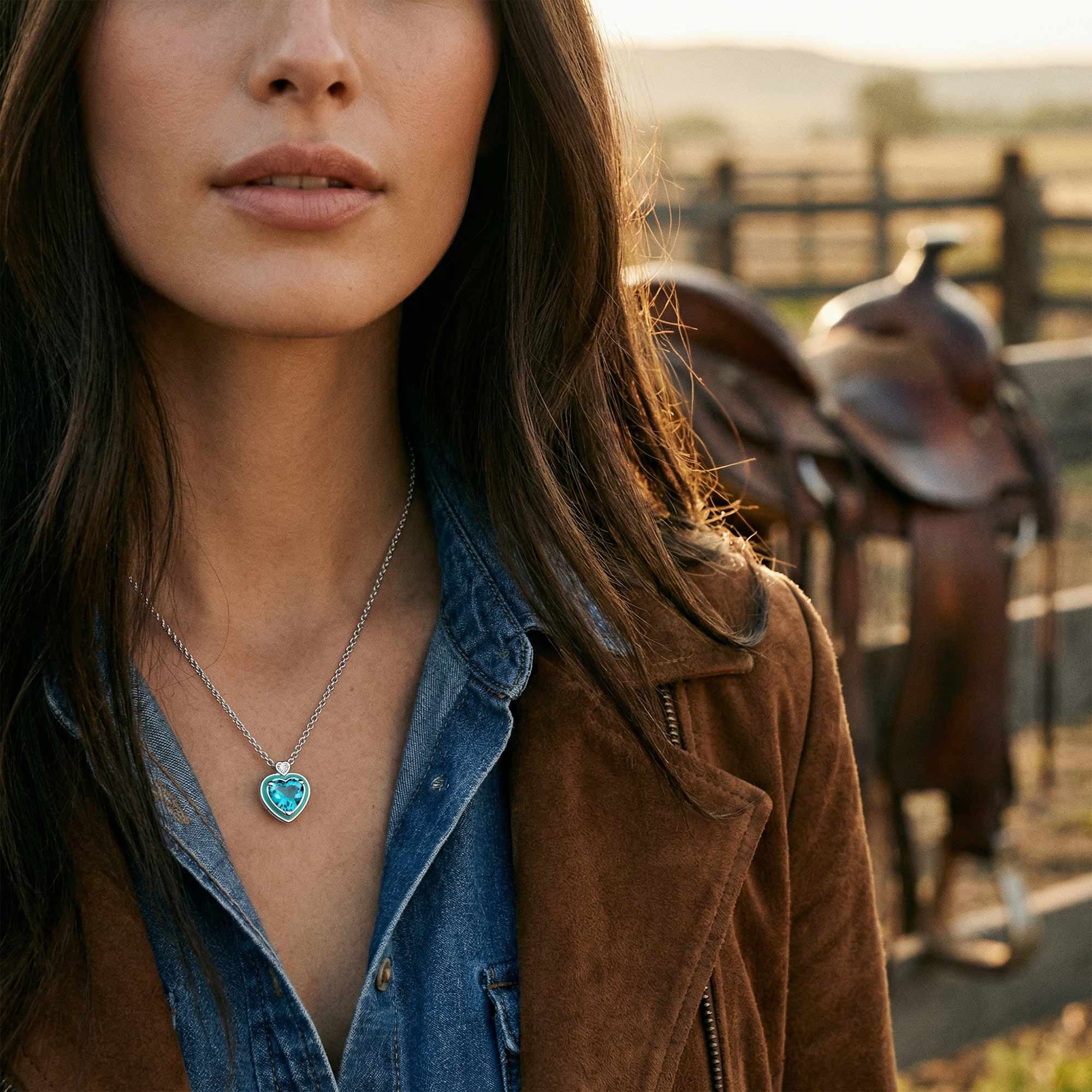 Loyal Heart Necklace - Aquamarine
