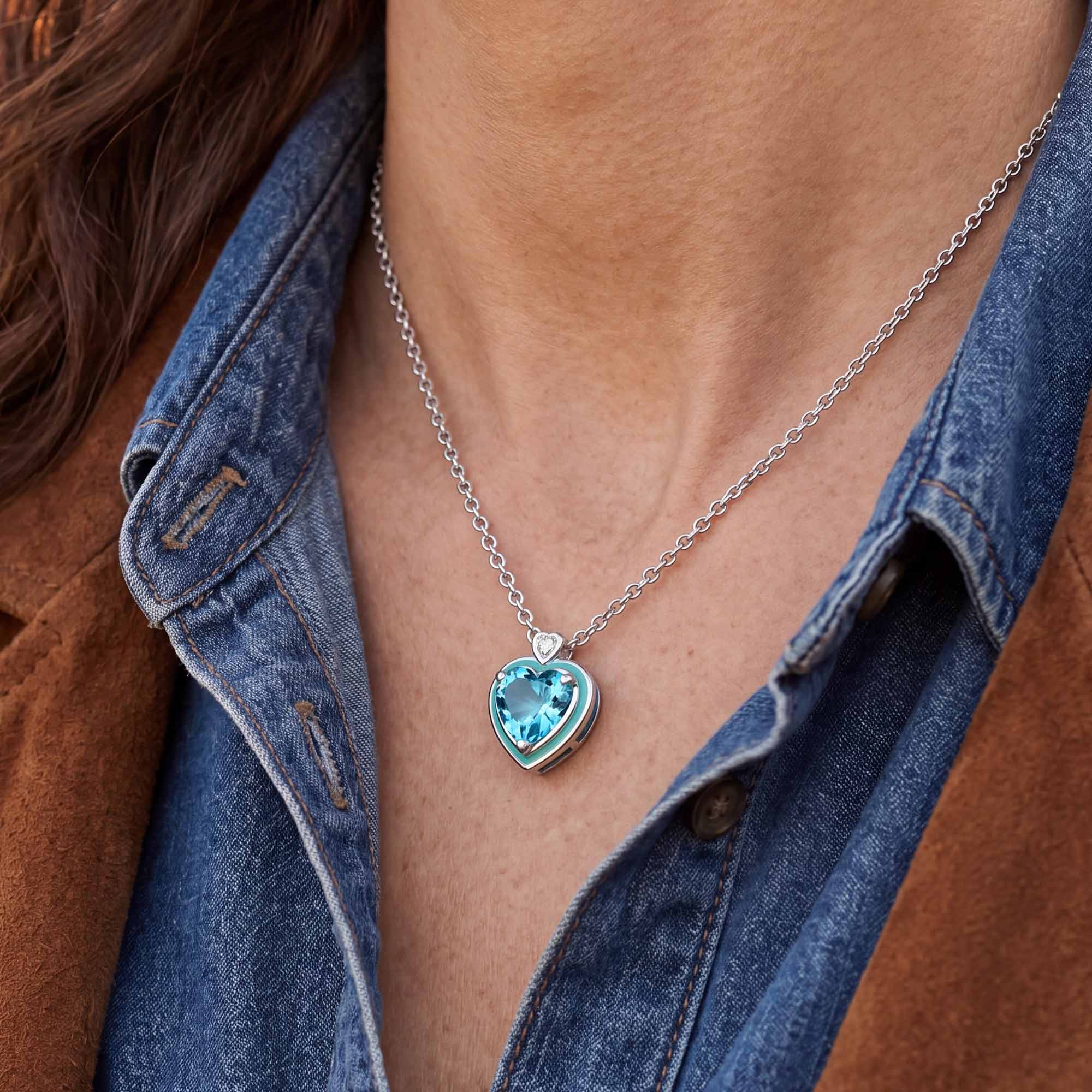 Loyal Heart Necklace - Aquamarine