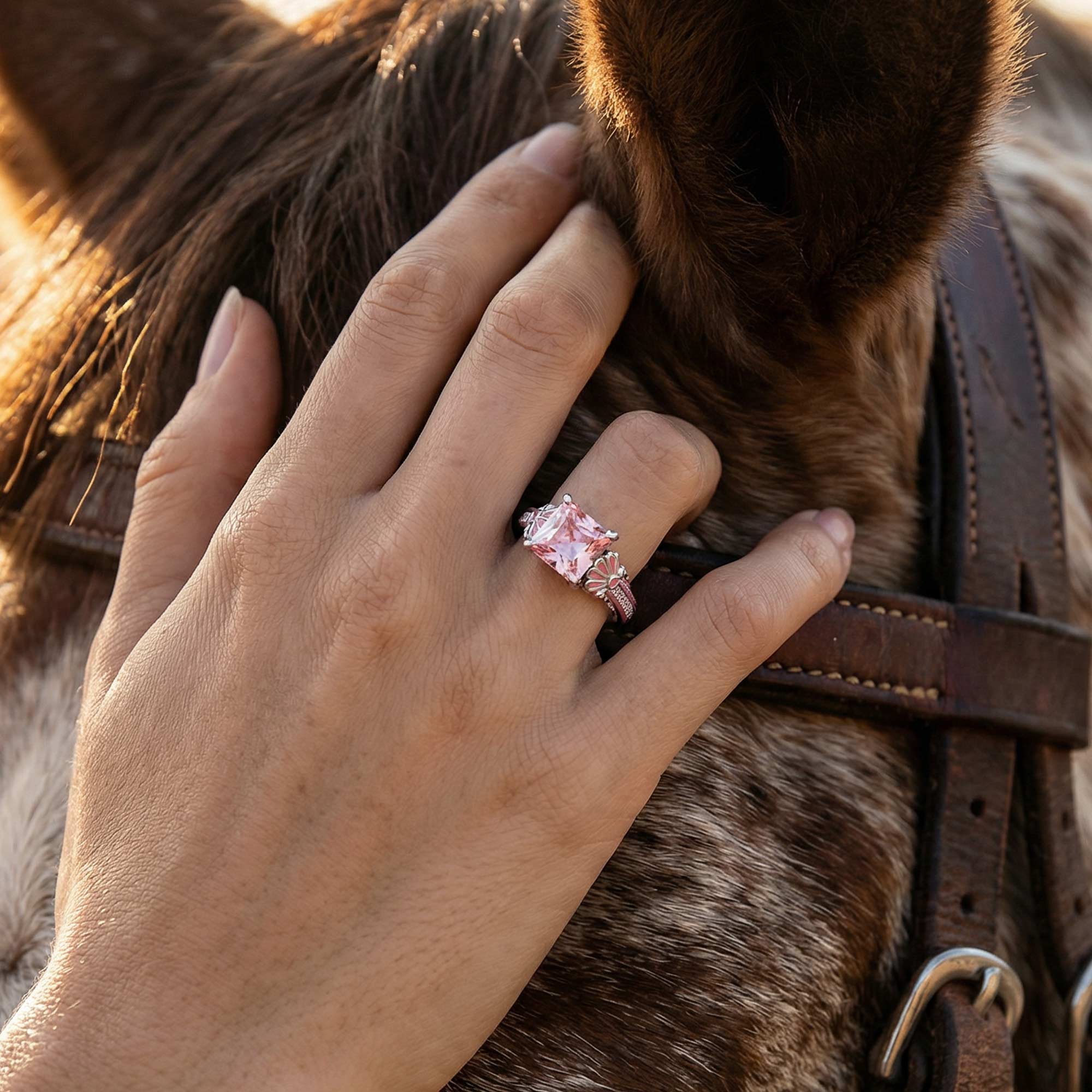 Lumen Crest Ring - Rose Quartz