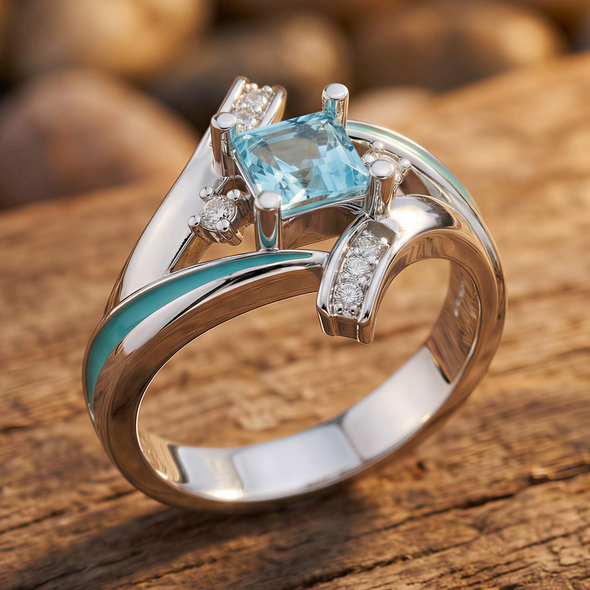 Milky Way Kiss Ring - Aquamarine