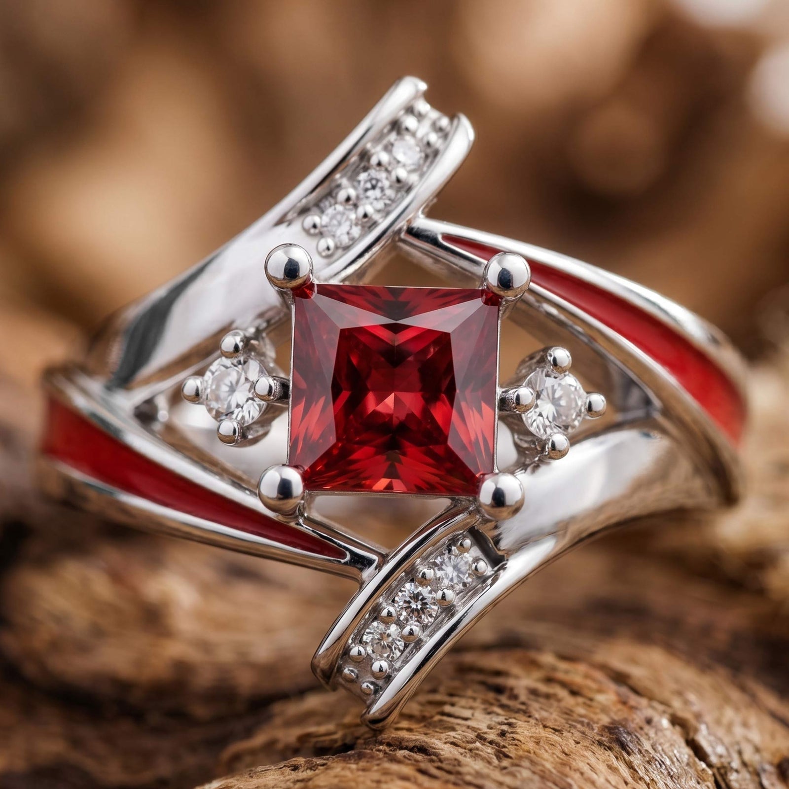 Milky Way Kiss Ring - Ruby