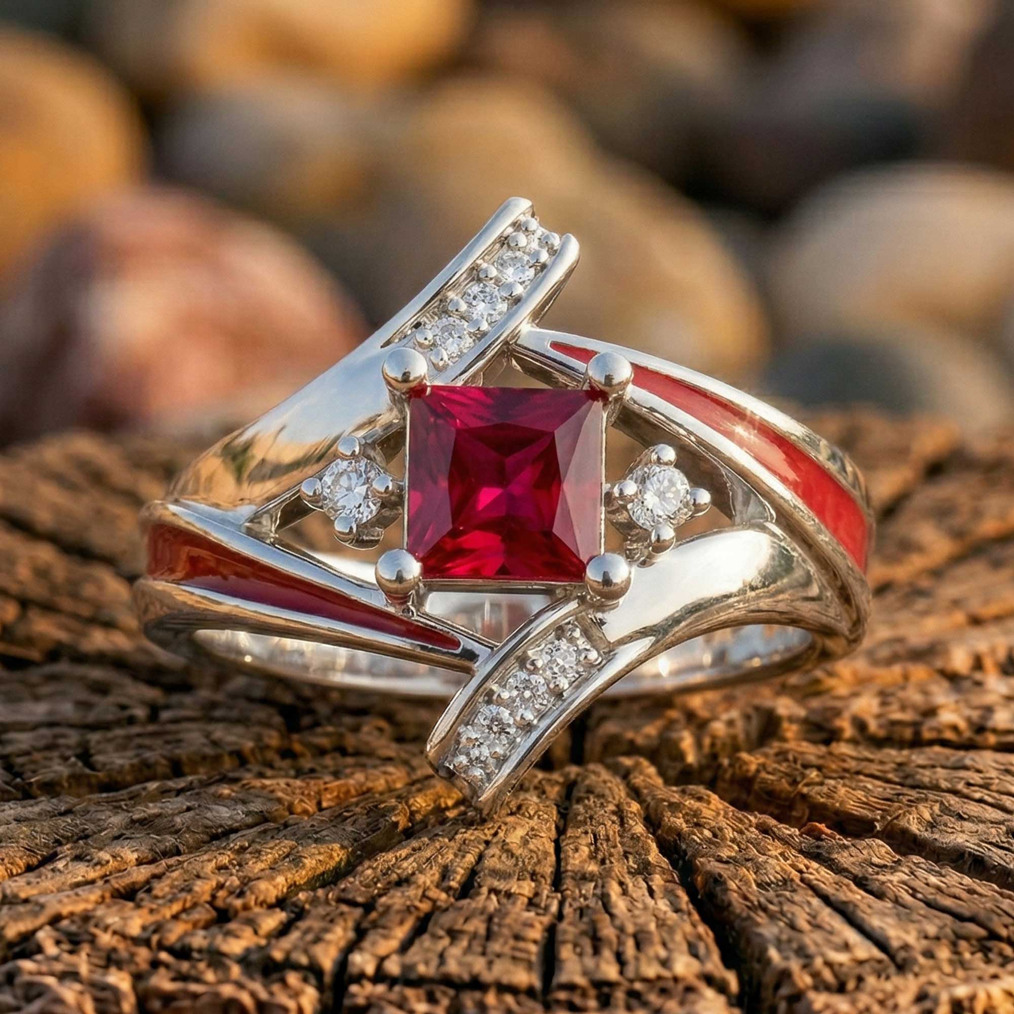 Milky Way Kiss Ring - Ruby