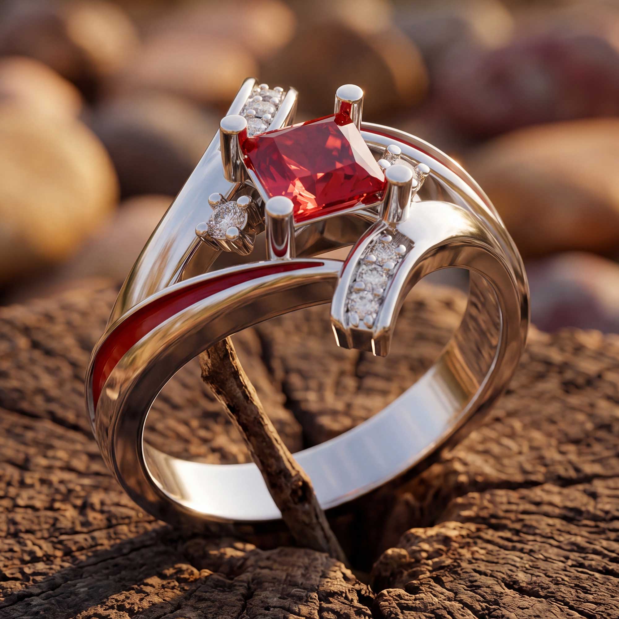Milky Way Kiss Ring - Ruby